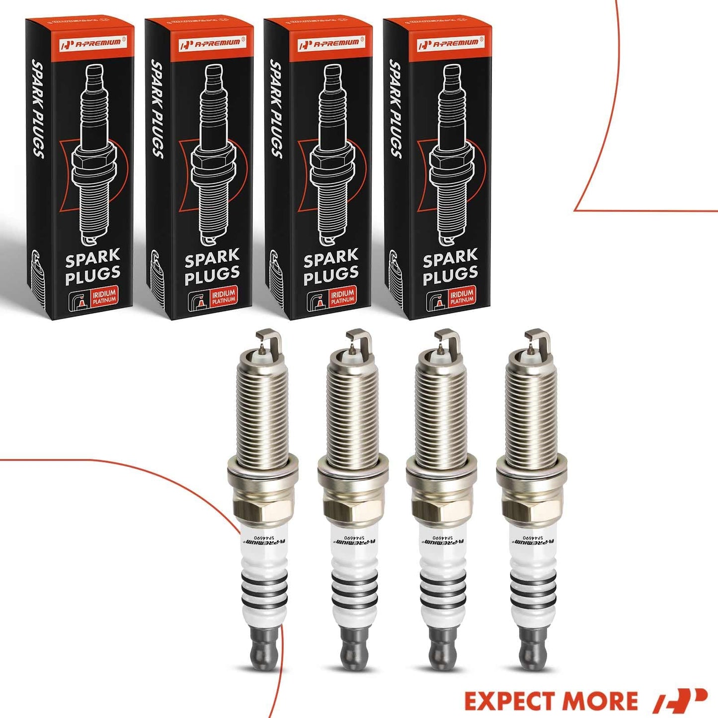 A-Premium 4469 4PCS Iridium Platinum Spark Plugs Compatible with Nissan Sentra, Altima & Infiniti G35 & Dodge Dart & Hyundai Sonata & Jeep Cherokee & Kia Forte & Toyota Venza, 1.8L-2.7L, 2000-2018
