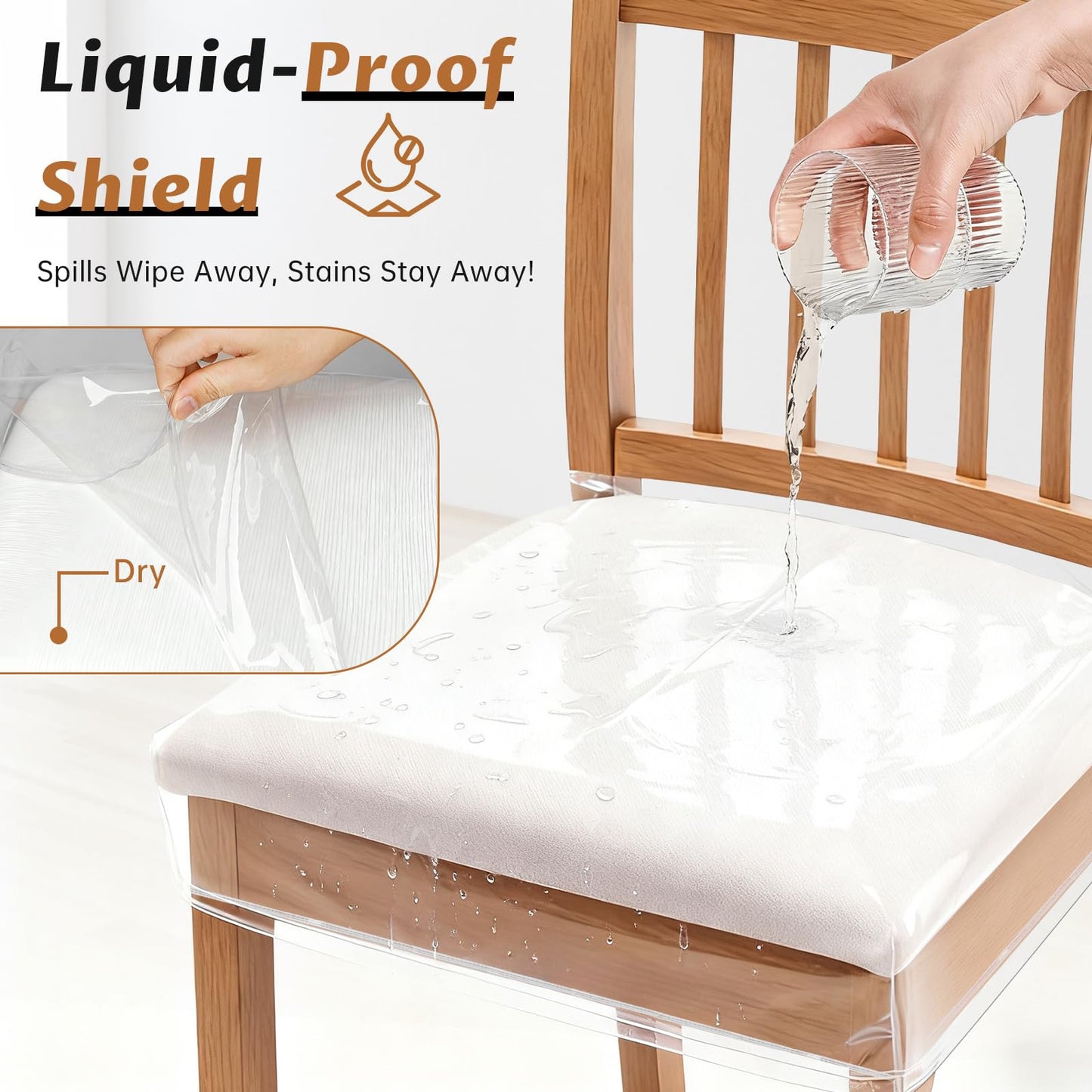 Zipcase [4 Pack Stain, Water and Kitty Scratch Resistant Dinning Chair Covers/slipcovers Chair Protector Waterproof PVC 19x17 inches Bigger Size with Adjustable Belt Strap for Most Chair, Set of 4
