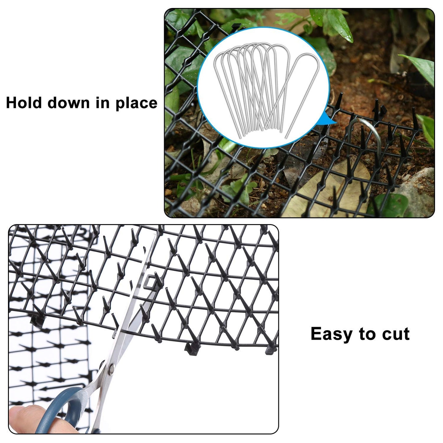 Cat Scat Mat, 78inch, Cat Deterrent Devices Spikes Mat Include 8 Garden Staples, for Garden, Fence, Anti-Cats Network, Bird, Squirrel, Raccoon Spikes