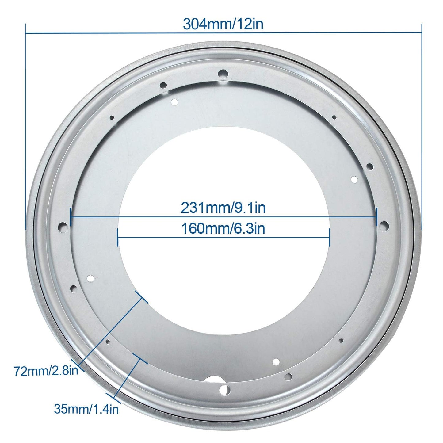 2 Pack Flat Lazy Susan Turntable Bearing 12 inch Round Lazy Susan Hardware 516 Thick Turntable Swivel Base for Rotating Table, Book Case, Serving Tray, DVD Tower, Corner Shelves, 1000lb Capacity