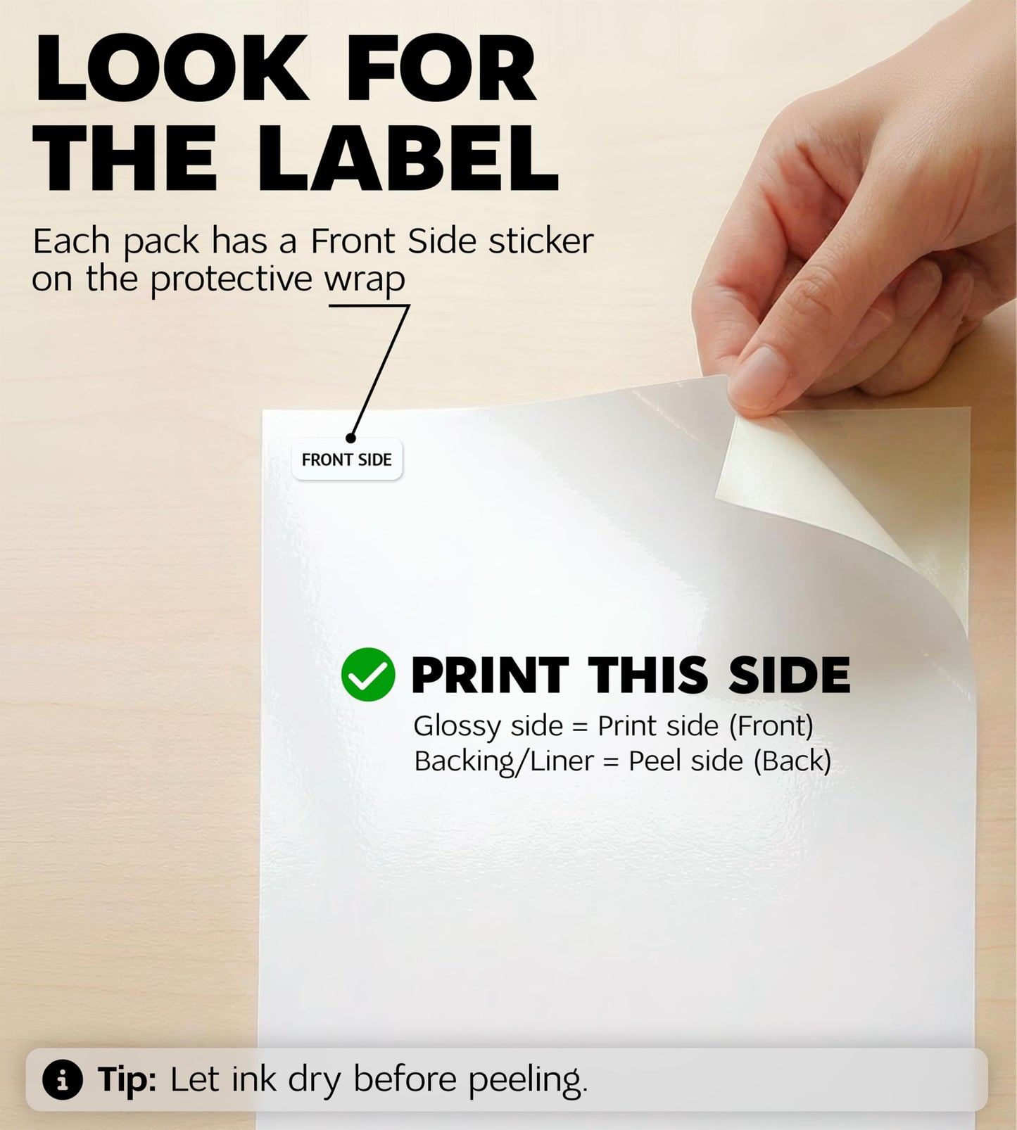 Premium Printable Vinyl Sticker Paper for Inkjet Printer and Laser - 20 White Glossy Sticker Paper Waterproof - Durability Adhesive Paper 8.5 x 11, Fast Dry, Holds Ink Well, Great for Cutting Machines