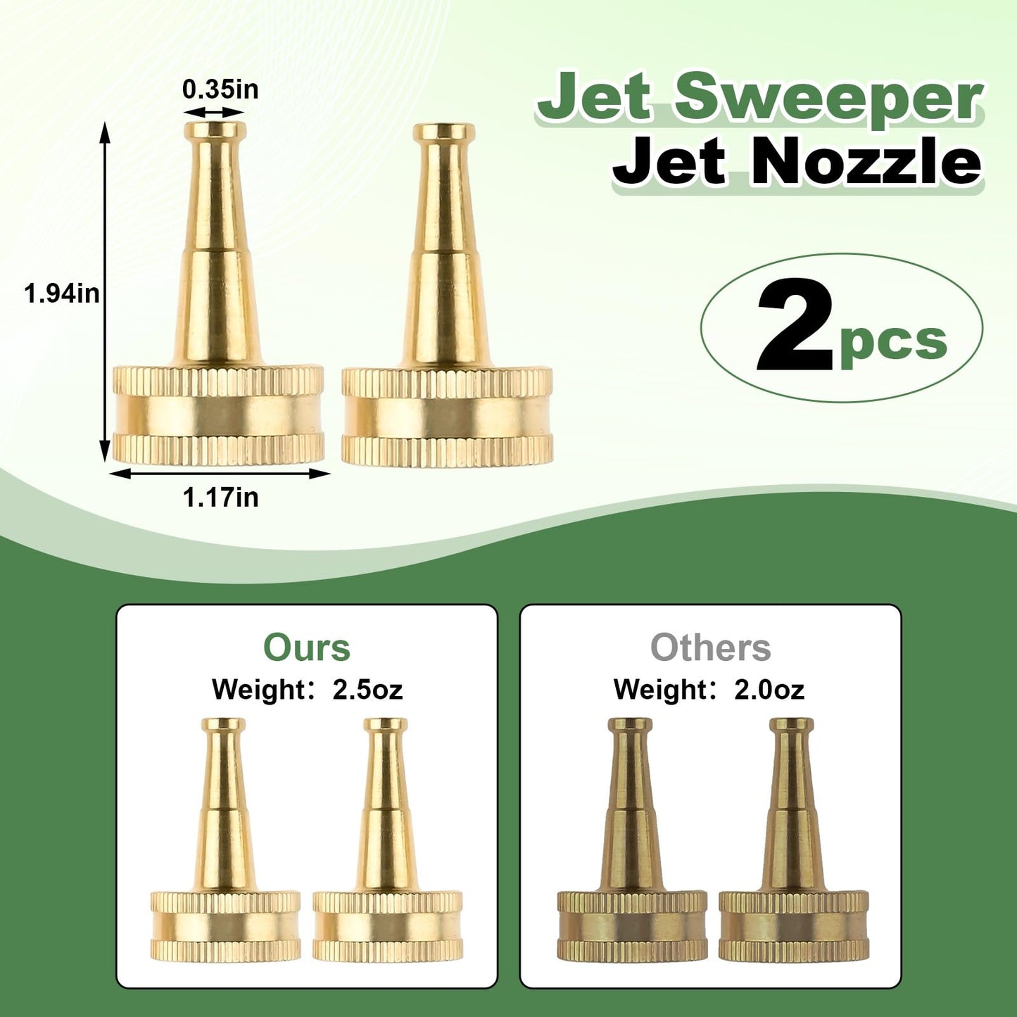 6 Pack Garden Hose Nozzle Set, Includes 2 Heavy-Duty Brass Adjustable Twist Hose Nozzles, 2 High Pressure Water Hose Jet Nozzles, 2 Brass 3/4" Garden Hose with shutoff Valve Sprayer Connectors