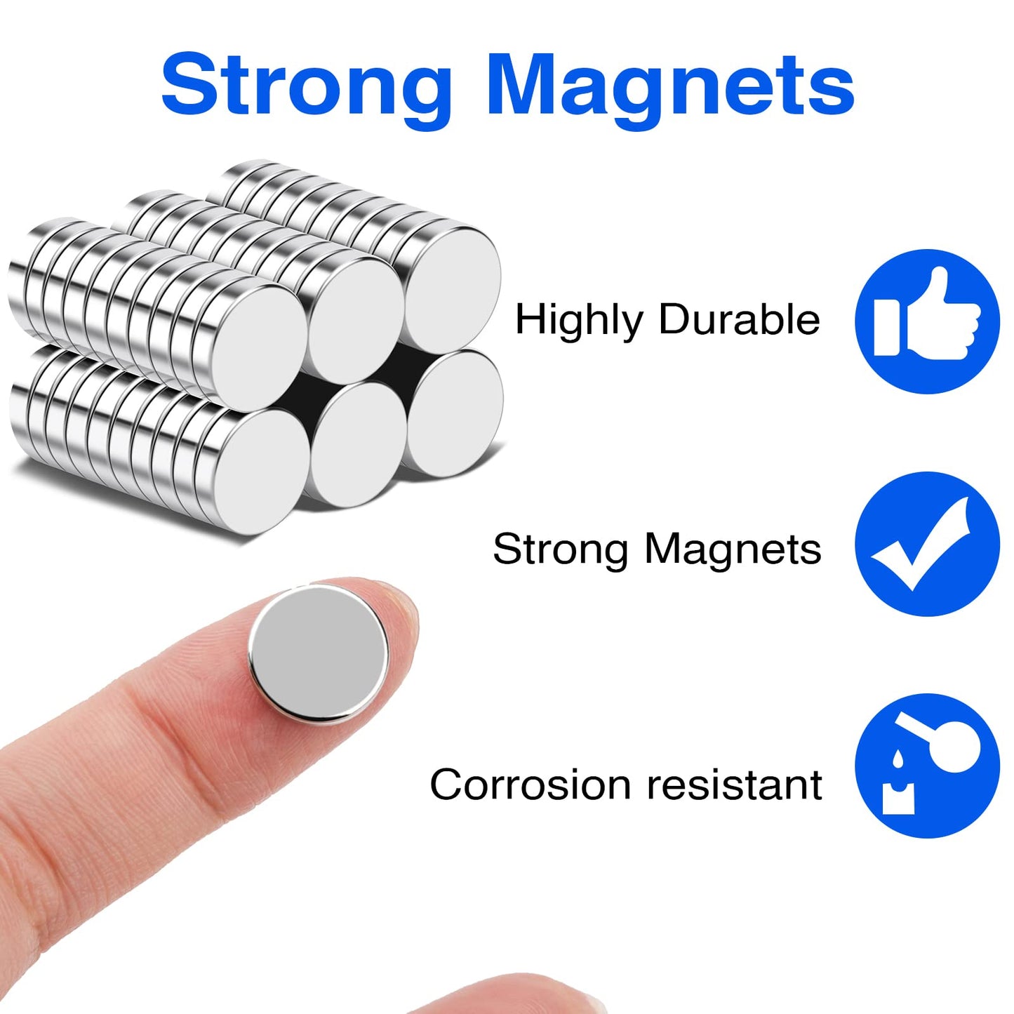 TRYMAG Magnets, 60Pcs Strong Rare Earth Magnets Small Round Fridge Magnets for Whiteboard, Heavy Neodymium Magnets Locker Magnets for Crafts, Whiteboard, Scientific Models 0.47 inch D x 1/8 inch H, 12 mm x 3 mm 60Pcs.
