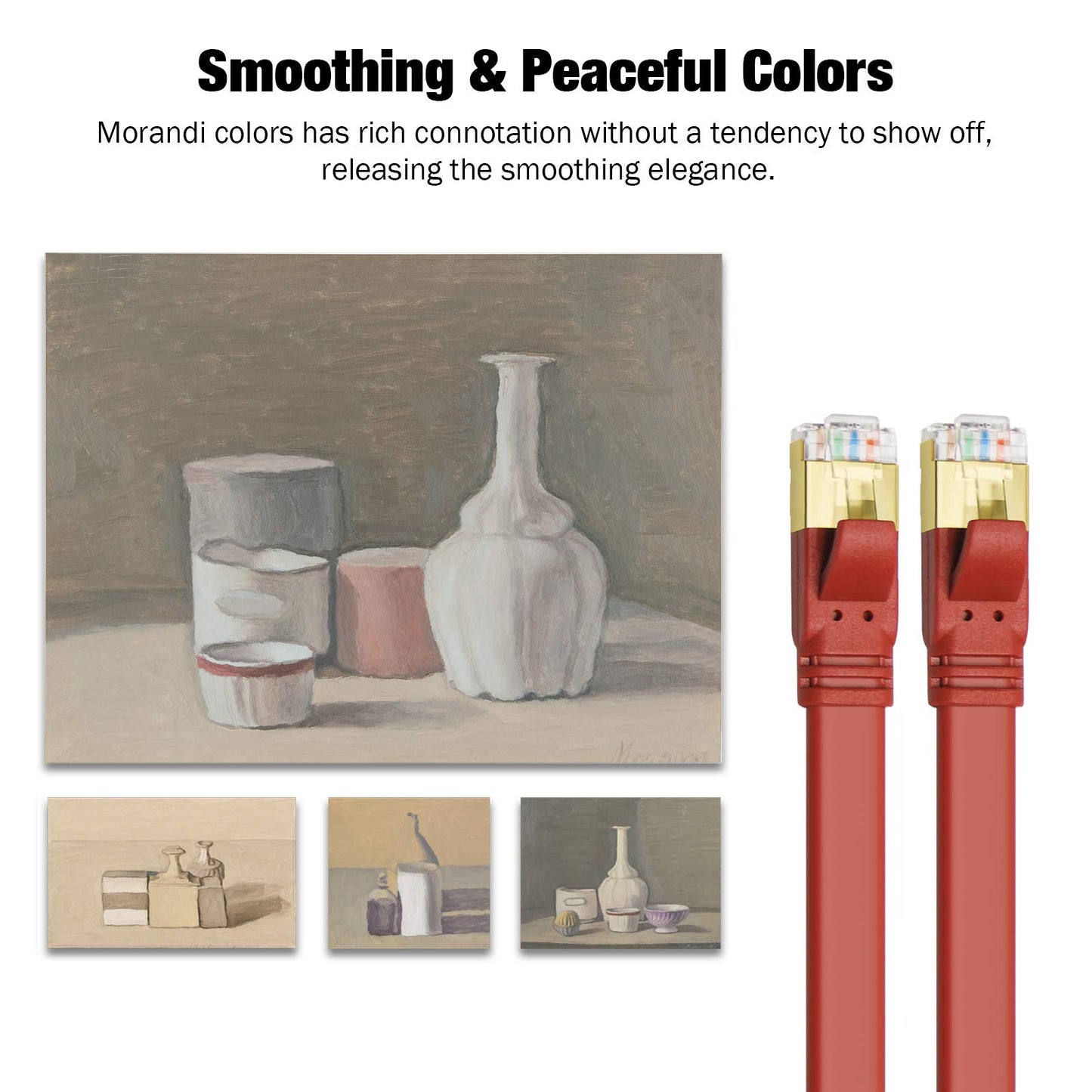 Yauhody Ethernet Cable CAT8 6ft (5 Pack) Morandi Colors, High Speed CAT 8 Flat 40Gbps 2000MHz Gigabit Network Internet RJ45 LAN Shielded Patch Cable for Gaming/PS5/PS4/Xbox Series/PC/Router/Modem/Hub