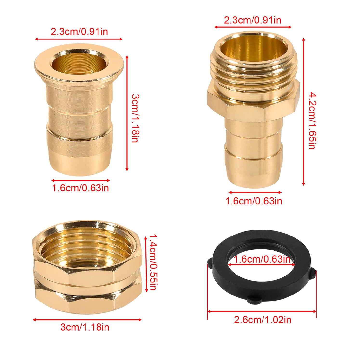 SaferCCTV Garden Hose Connector with Clamps, Garden Hose Repair Kit Male/Female Hose Fittings Set, for 3/4" and 5/8" Aluminum Garden Hose Fittings, 6Set