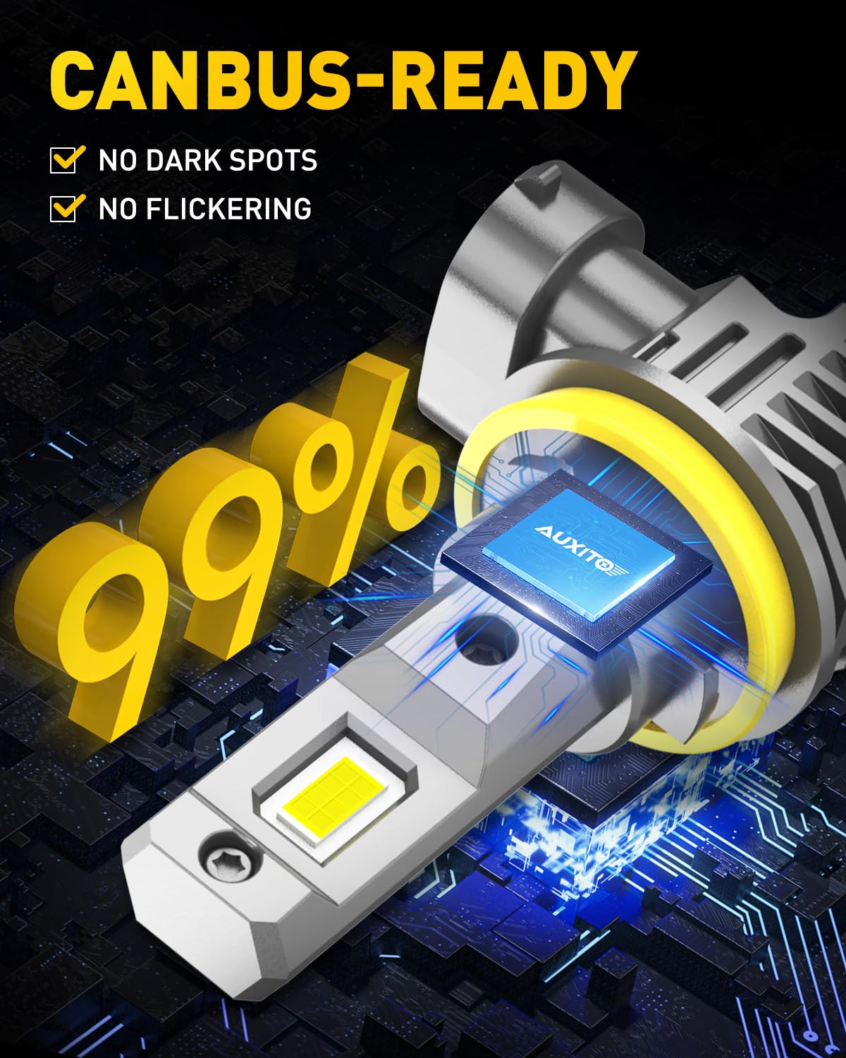 AUXITO H11 LED Headlight Bulbs, 40000LM 6500K White Wireless LED Headlights for H8 H9 H16 Fog Lights, DRL, Low Beam or High Beam, Direct Install Plug and Play, IP68 Waterproof, Pack of 2