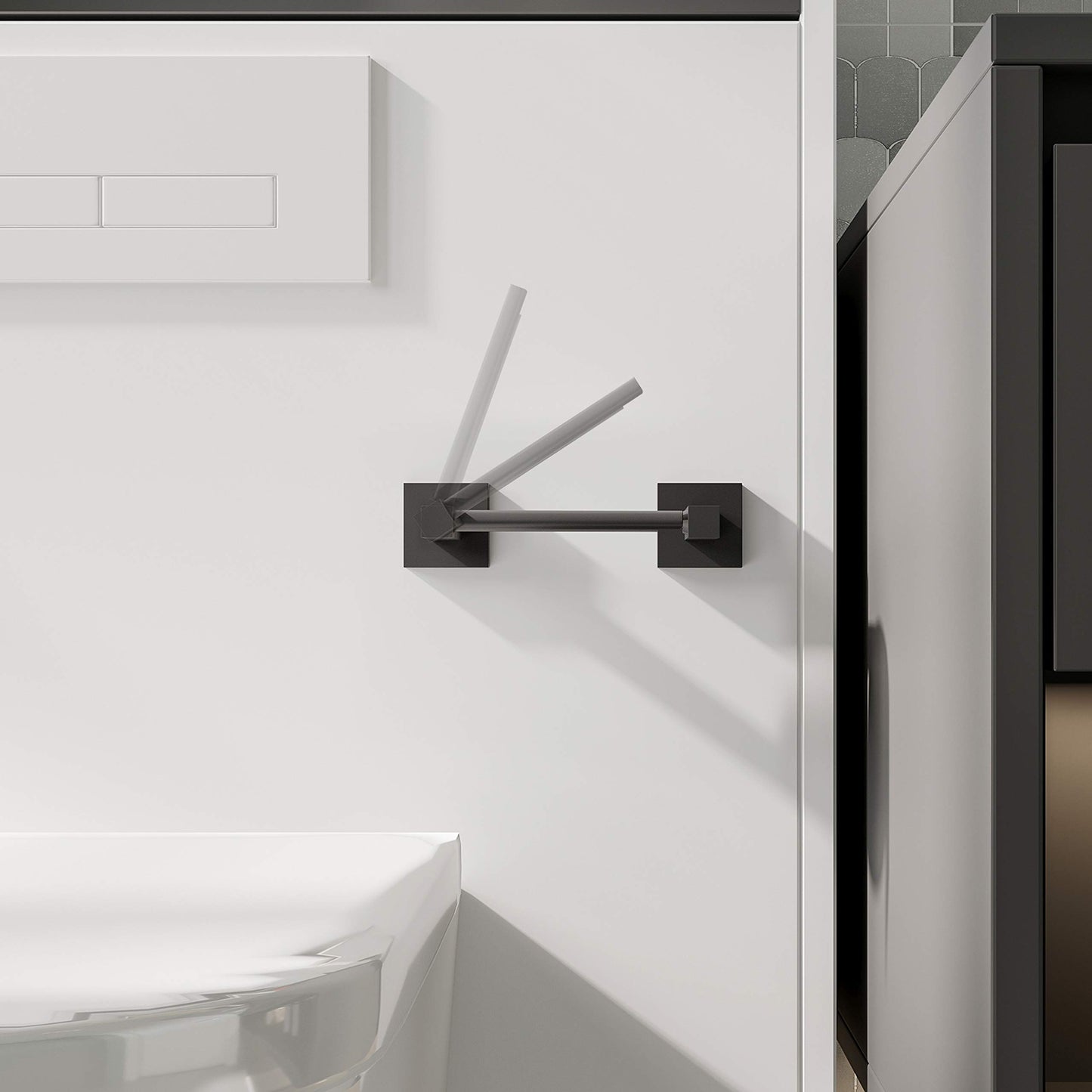Ruacq Toilet Paper Holder Matte Black Double Post Pivoting Square Tissue Holders Roll Holder Hangers Toilet Paper Stand Stainless Steel and Zinc Alloy Modern Wall Mounted