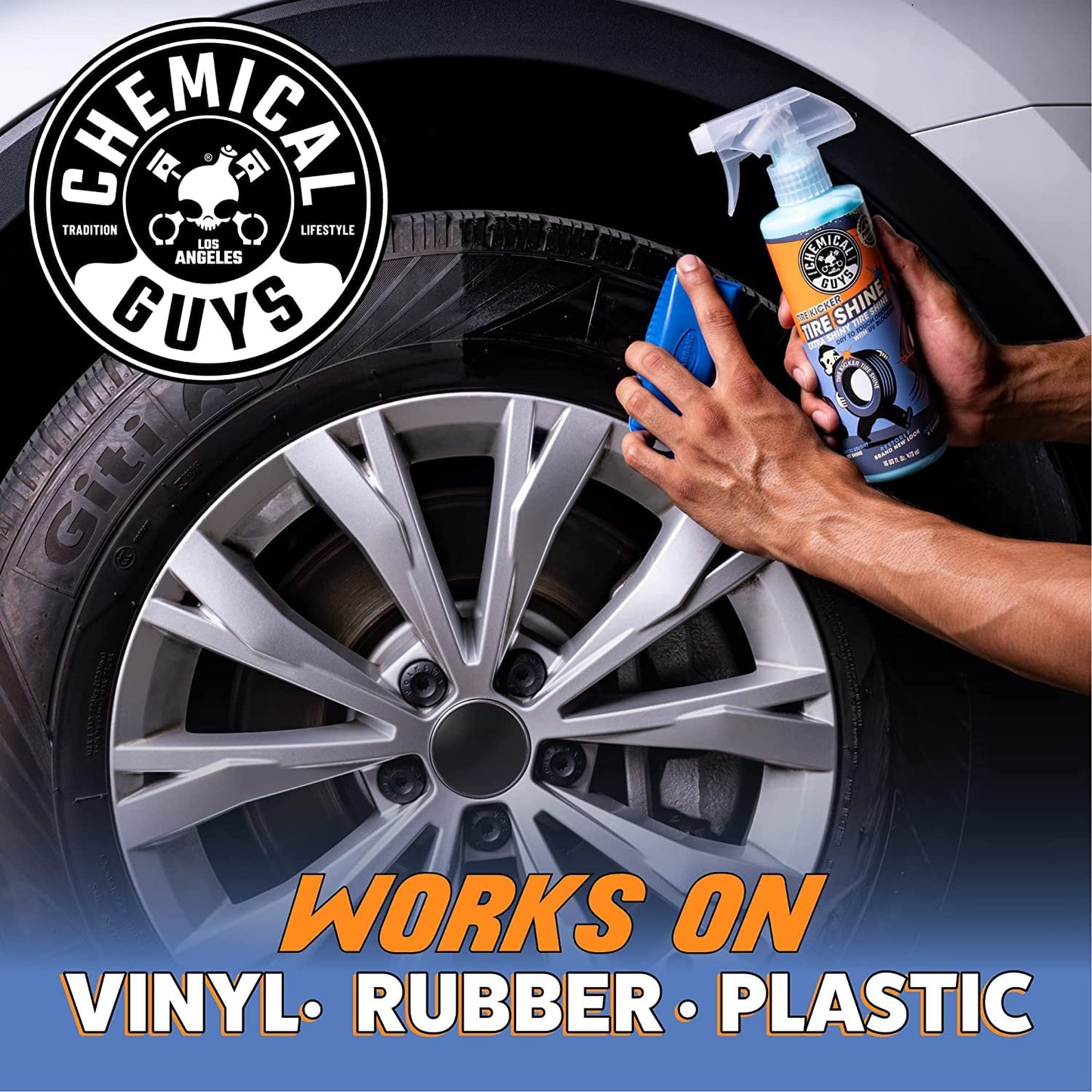 Chemical Guys Tire Kicker Sprayable Extra Glossy Tire Shine (Works on Rubber, Vinyl & Plastic), Great for Cars, Trucks, SUVs, Motorcycles, RVs & More, 473 ml (2 Pack)