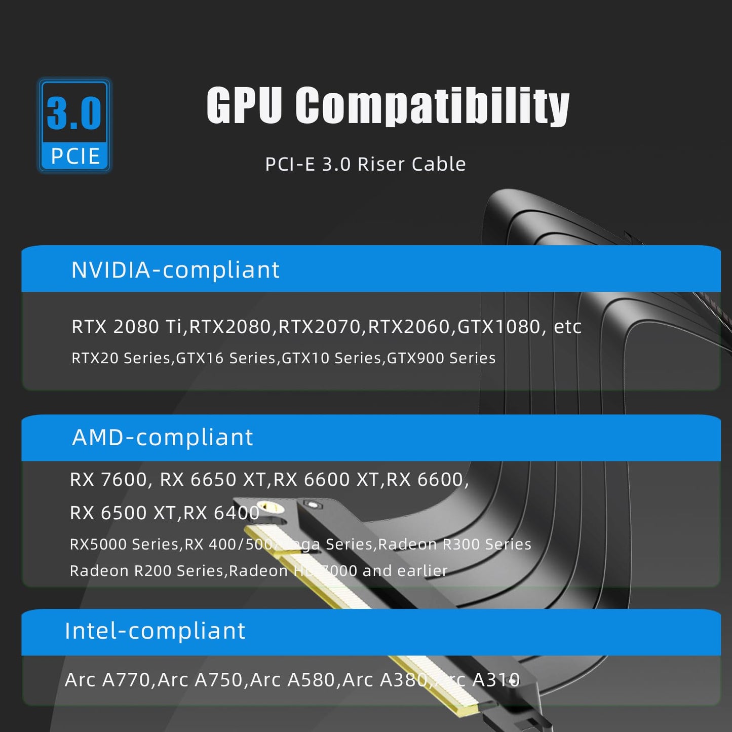 GLOTRENDS 200mm PCIe 3.0 X16 Riser Cable for Low-end PCIe 3.0 GPUs, Such as GeForce RTX 20/GTX 16/GTX 10 Series and AMD Radeon RX5000/VII/RX Vega/R9 Fury Series, etc