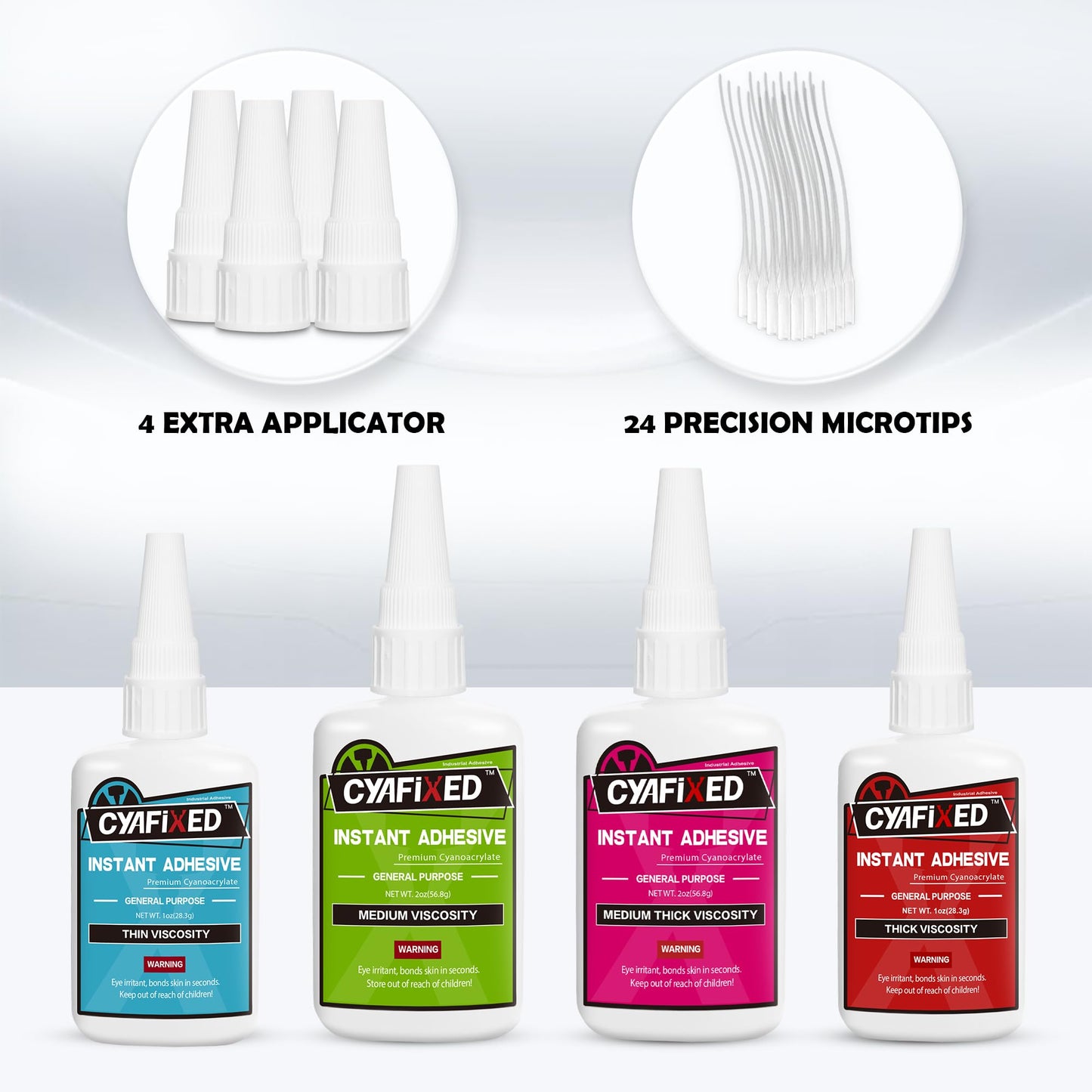 Super Glue Liquid, Instant Clear Cyanoacrylate Adhesive, All Purpose CA Glue for Shoe Sole Repair Leather Ceramic Plastic Glass Metal Woodworking Aquarium Porcelain Rubber Pottery Boot Model Craft