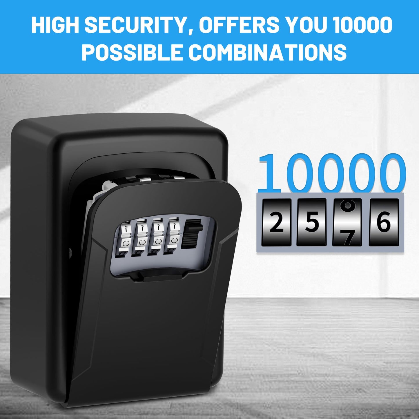 AMMIY Key Lock Box,Combination Lockbox Wall-Mounted Key Storage Box for Keys,Large Key Lock Box Resettable Combination Code Lockbox for Home, Office Realtors, Garage Spare Keys(BLACK)