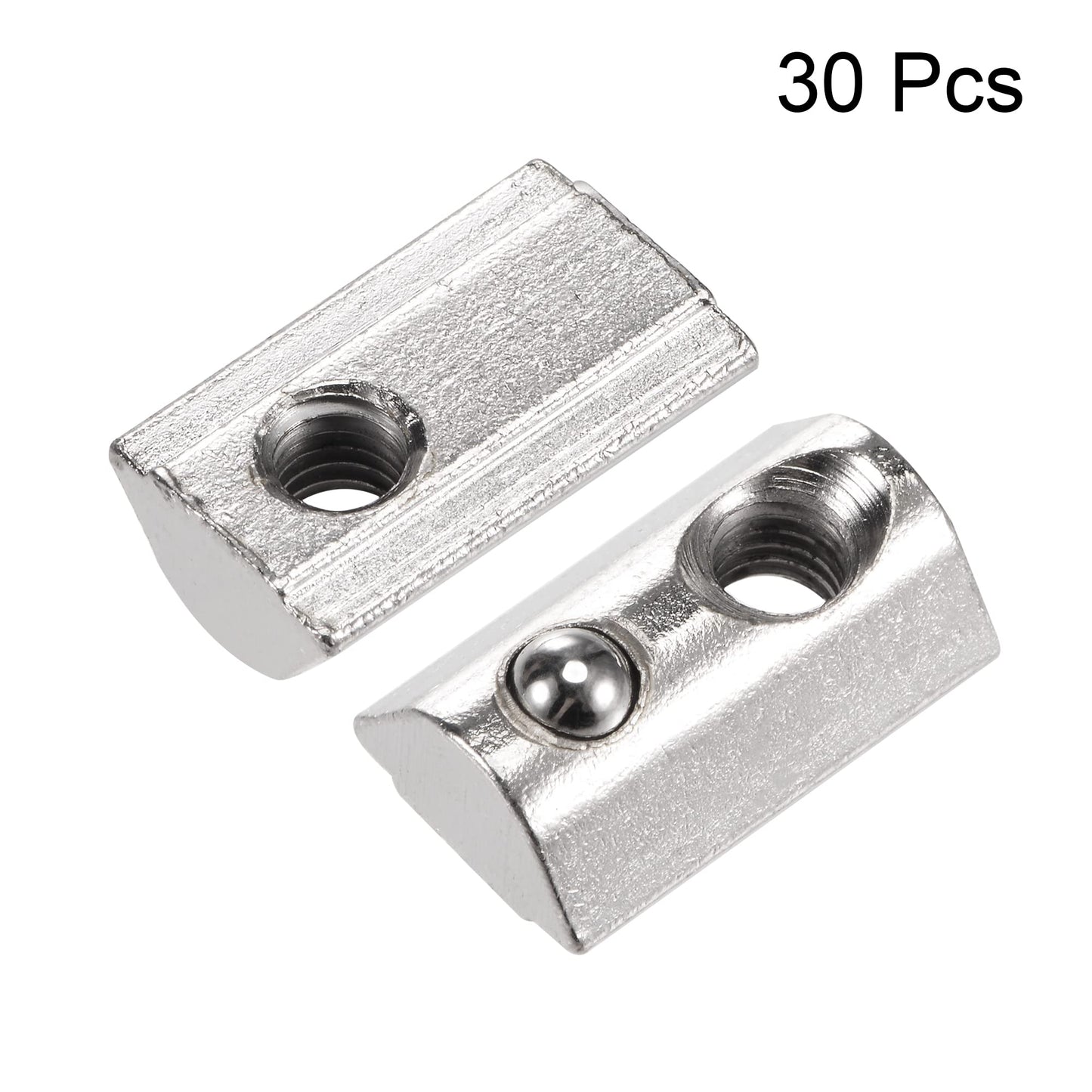 uxcell M6 T Slot Nuts Roll in Spring T-nut with Ball Carbon Steel for 4040 Series Aluminum Extrusion Profile Rail with 8mm Slot 30Pcs
