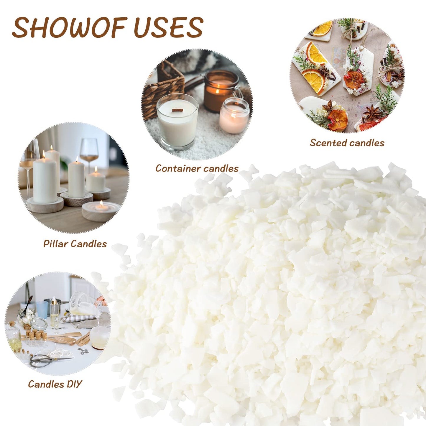 5LB Natural Soy Wax Flakes Kit - DIY Candle Making Supplies for Container & Pillar Candles, 80oz Pure Soy Wax for Crafting.