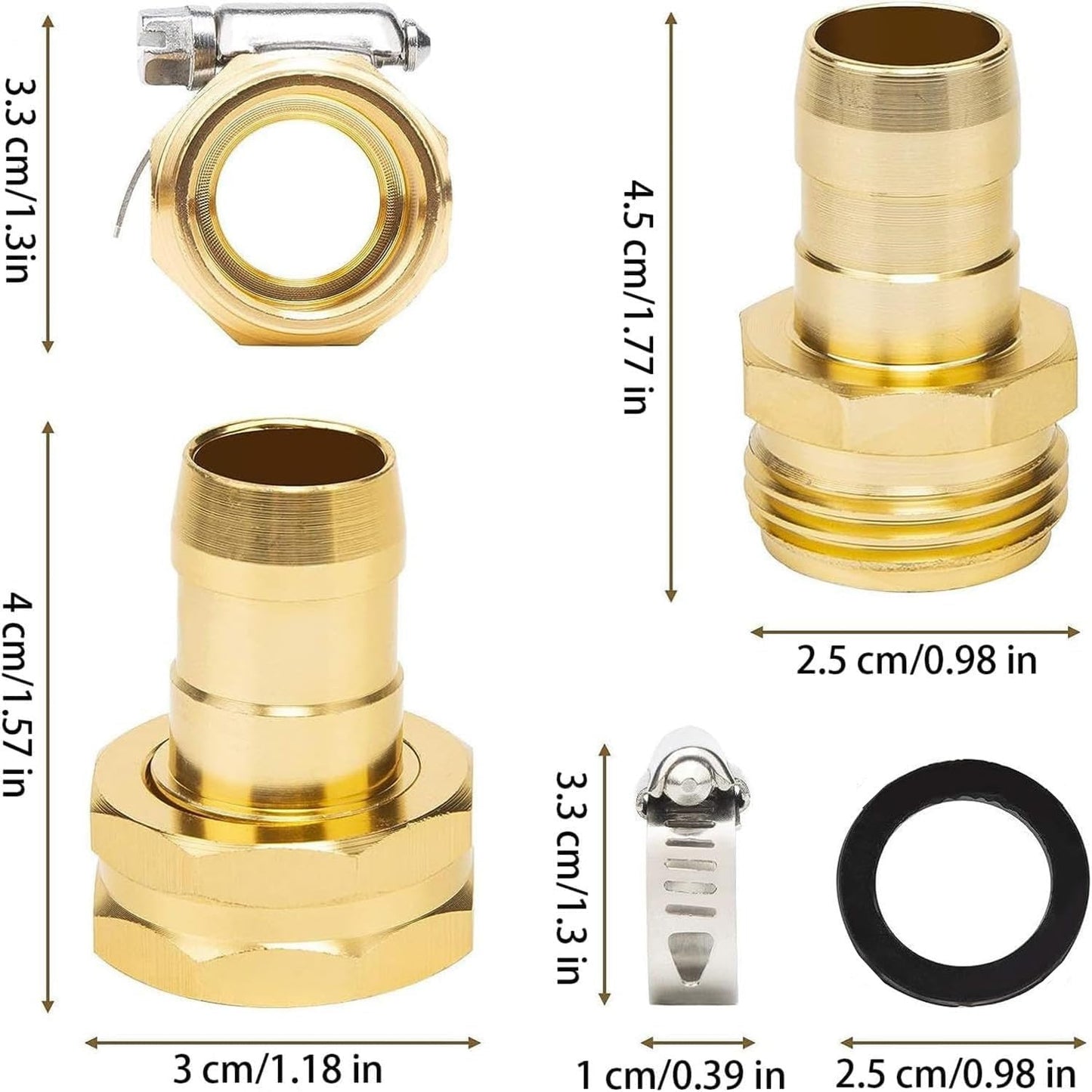 6 Pack Garden Hose Repair Kit with Stainless Clamp, Water Hose Mender Female and Male Hose Connector with Clamps, Fit 5/8" and 3/4" Rubber Garden Hose
