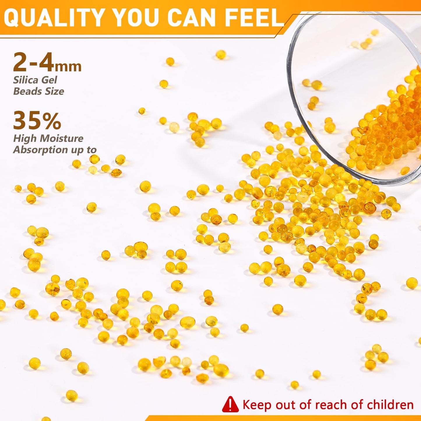 Yeather 2LBS Silica Gel Beads Easy to Reactivate, Large Capacity (Industry Standard 2-4 mm) - Moisture Indicating Desiccant Packs Ideal for 3D Printer, air Compressor, Filament Storage