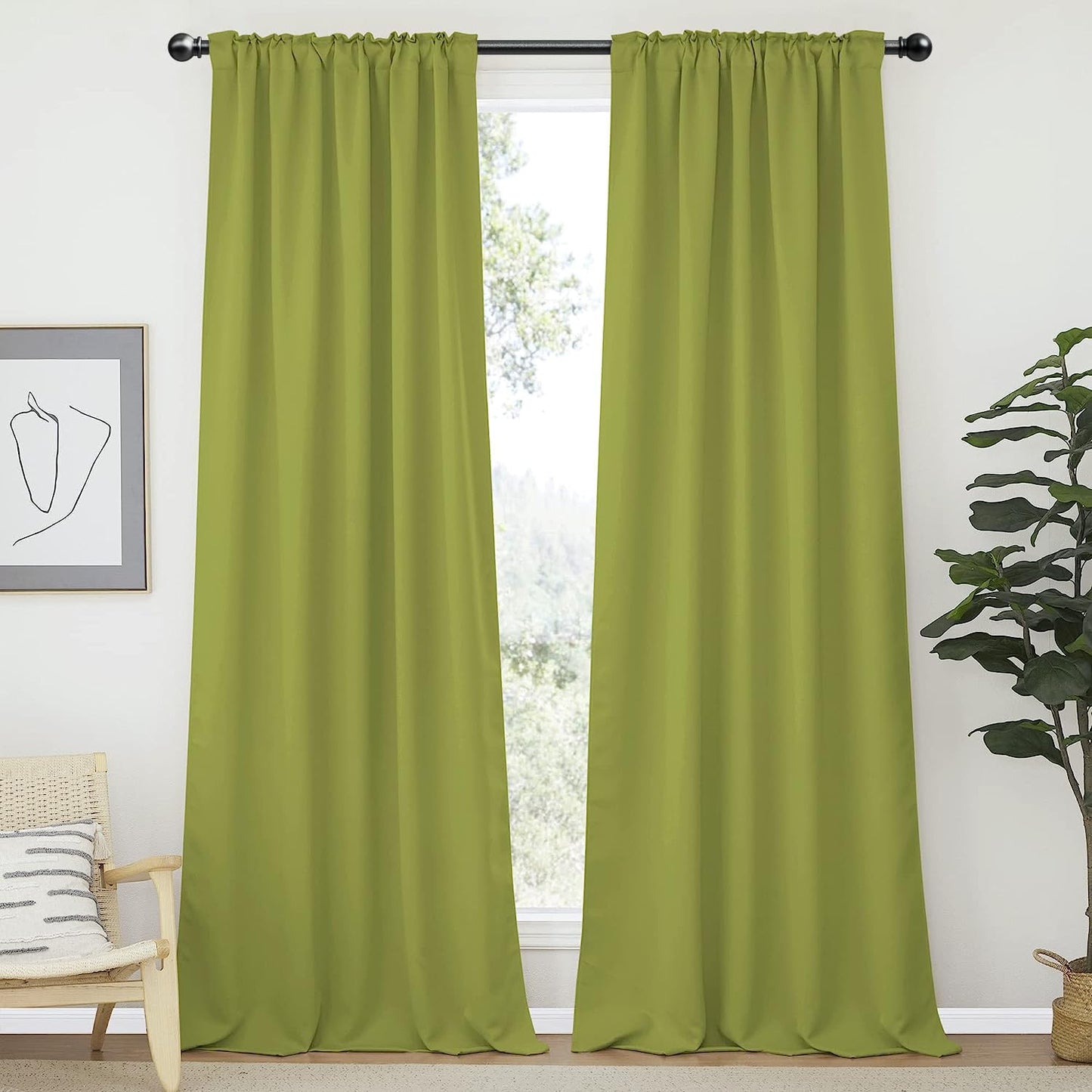 2 Pack Curtain Rod 48 to 84 inch, Adjustable 5/8 Diameter Decorative Drapery Rod Set of 2, Heavy Duty Metal Standard Curtain Rod for Bedroom, Living Room