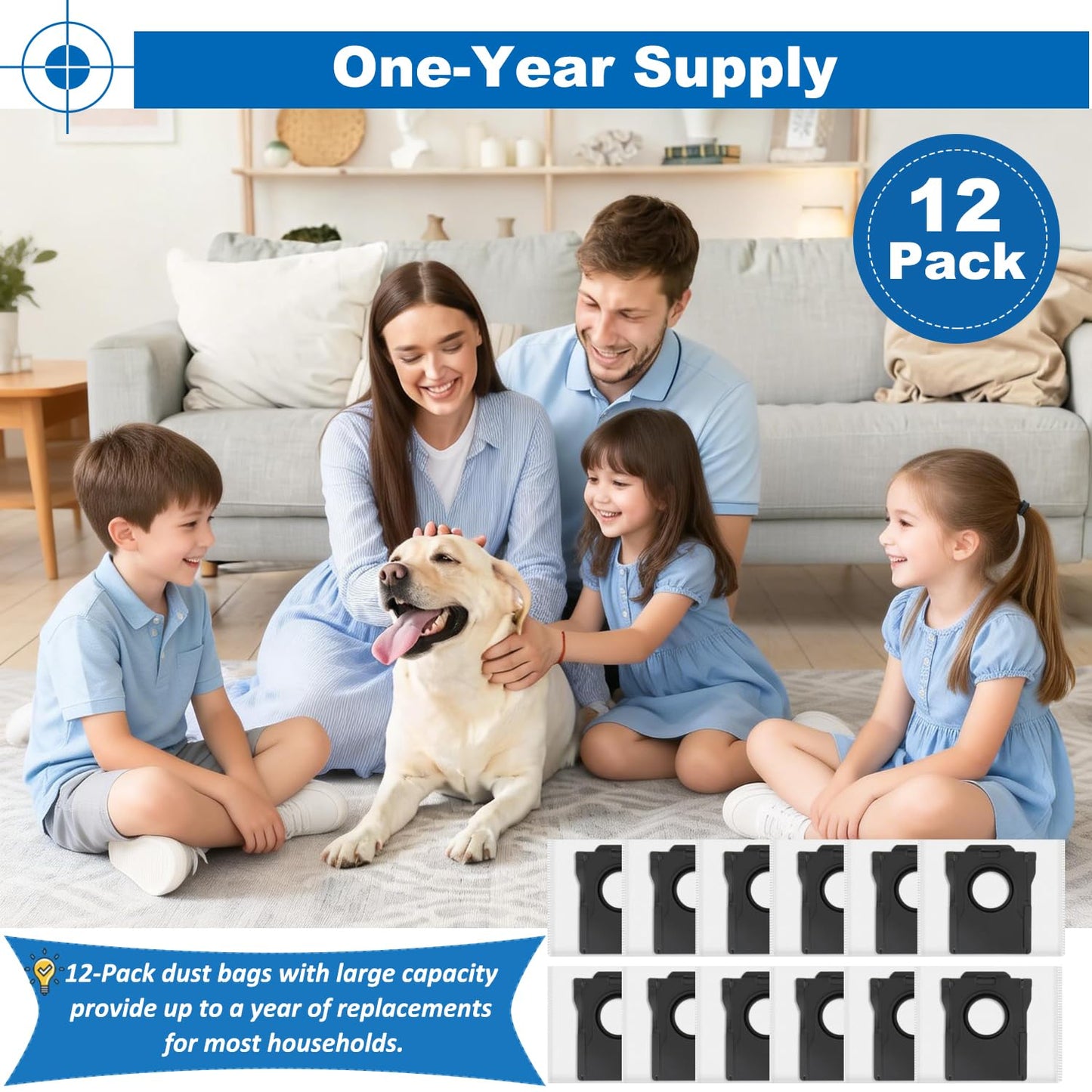 Premium Replacement Dust Bags for DREAME: Robot Vacuum - (12 Pack, One-Year Supply) Precise Fit L40 / L50 / L10s / X30 / X40 / X50 Ultra Series, Large Capacity, Keeps Dust Contained