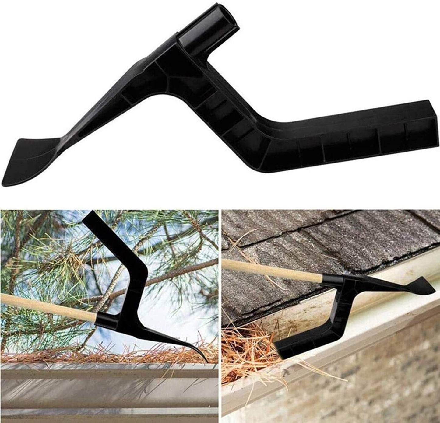 Roof Gutter Cleaning Tool With Threaded, Roof Drain Gutter Cleaner Spoon and Scoop, Ditch Leaf Cleaner for Garden Leaves Ditch Debris Villas Townhouses