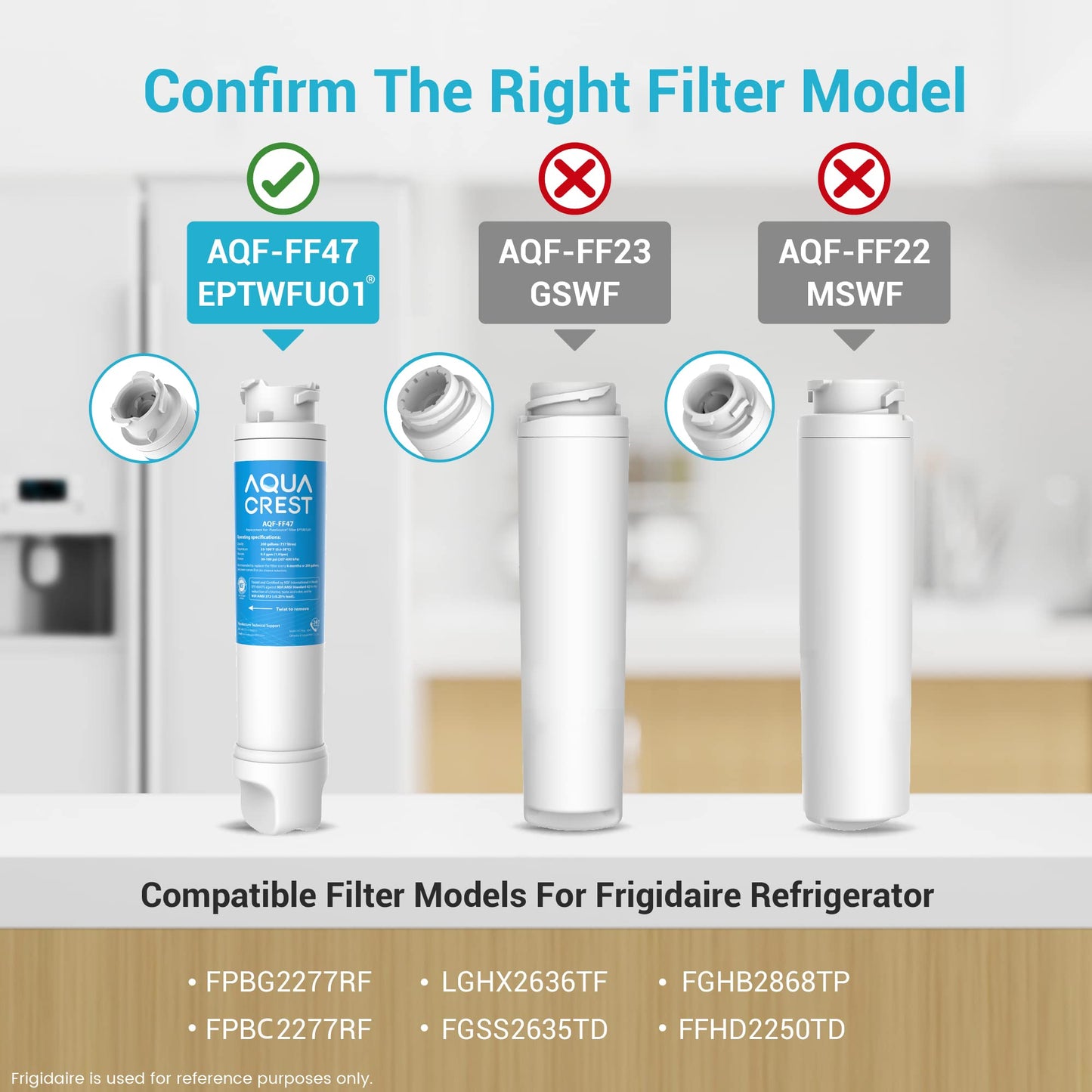 AQUACREST Refrigerator Water Filter Replacement for Frigidaire EPTWFU01® Pure Source Ultra II, FPBC2277RF, FPBG2277RF, FGHB2868TP, FFHD2250TD, FGSC2335TF, FGSC2335TD, LGHD2369TF (Package May Vary)