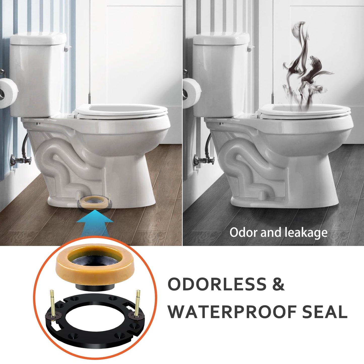 boeemi Toilet Flange Repair Kit with Wax Ring for Toilets Install or Leaking Toilet Wax Ring Replacement Kit Include Mounting Hardware Fits 3-inch or 4-inch Waste Lines