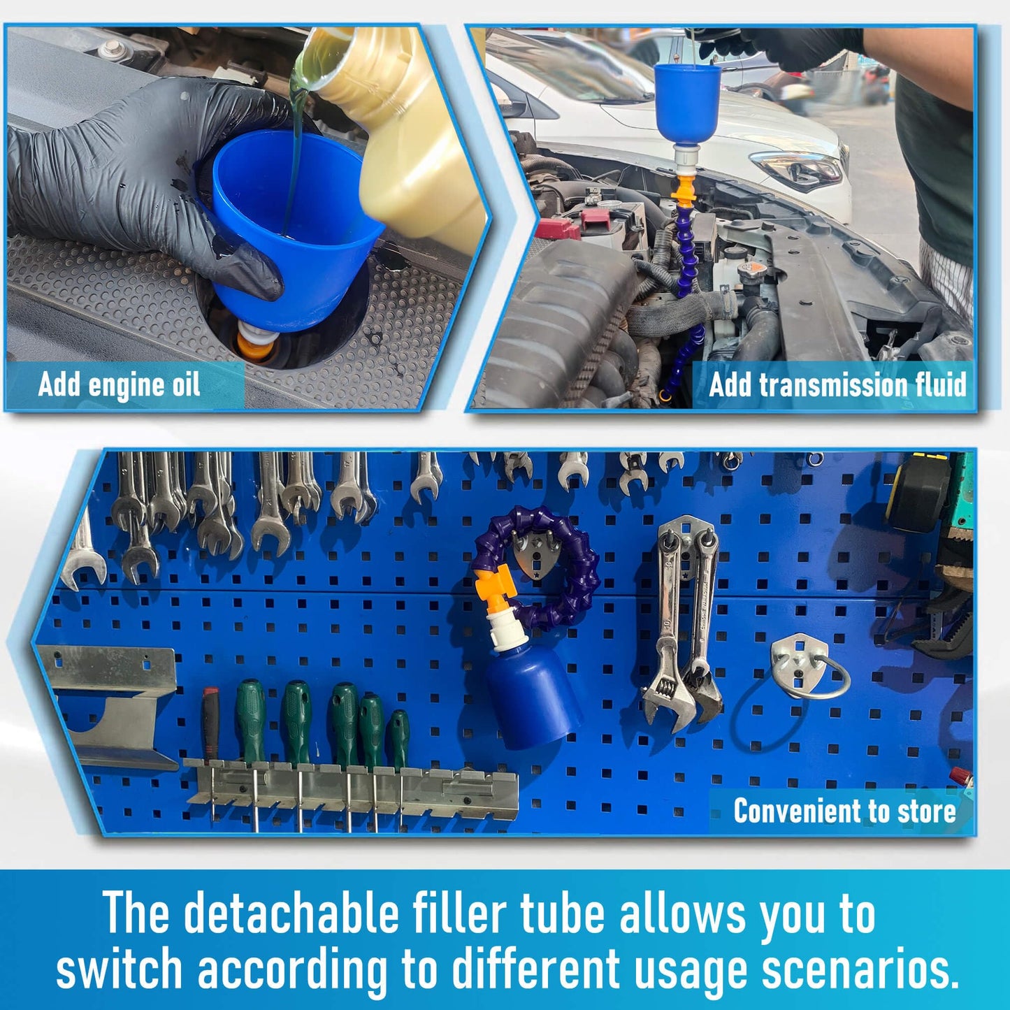 27" Bendable Transmission Funnel with Filter and Switch, Multi-Purpose Funnel is Suitable for All Automotive Oil,Transmission Oil and Other Liquids.