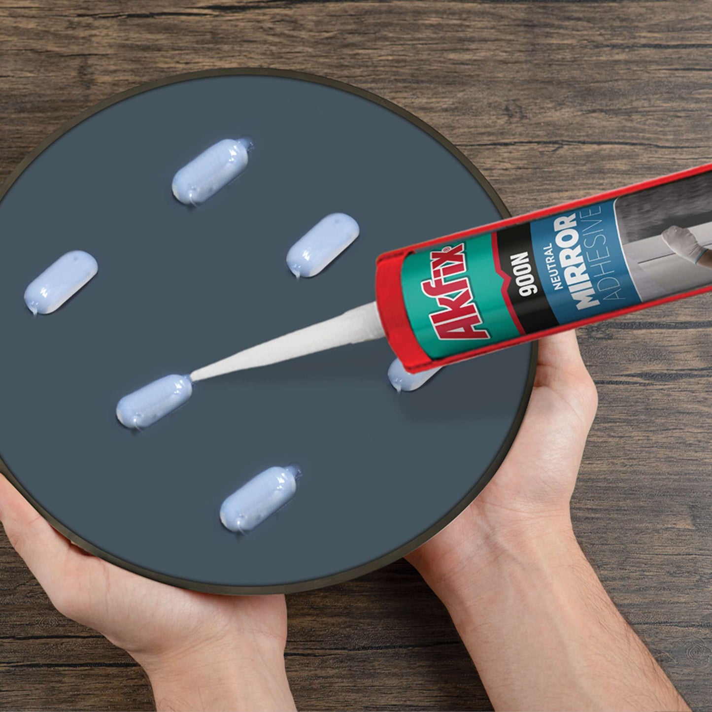 Akfix 900N Silicone Mirror Adhesive, Neutral Cure, High Performance, Non-Sag, Low Odour, Flexible, Transparent, for Mirror Installation on Plaster, Concrete, Wood, Ceramic | 310 ml Cartridge