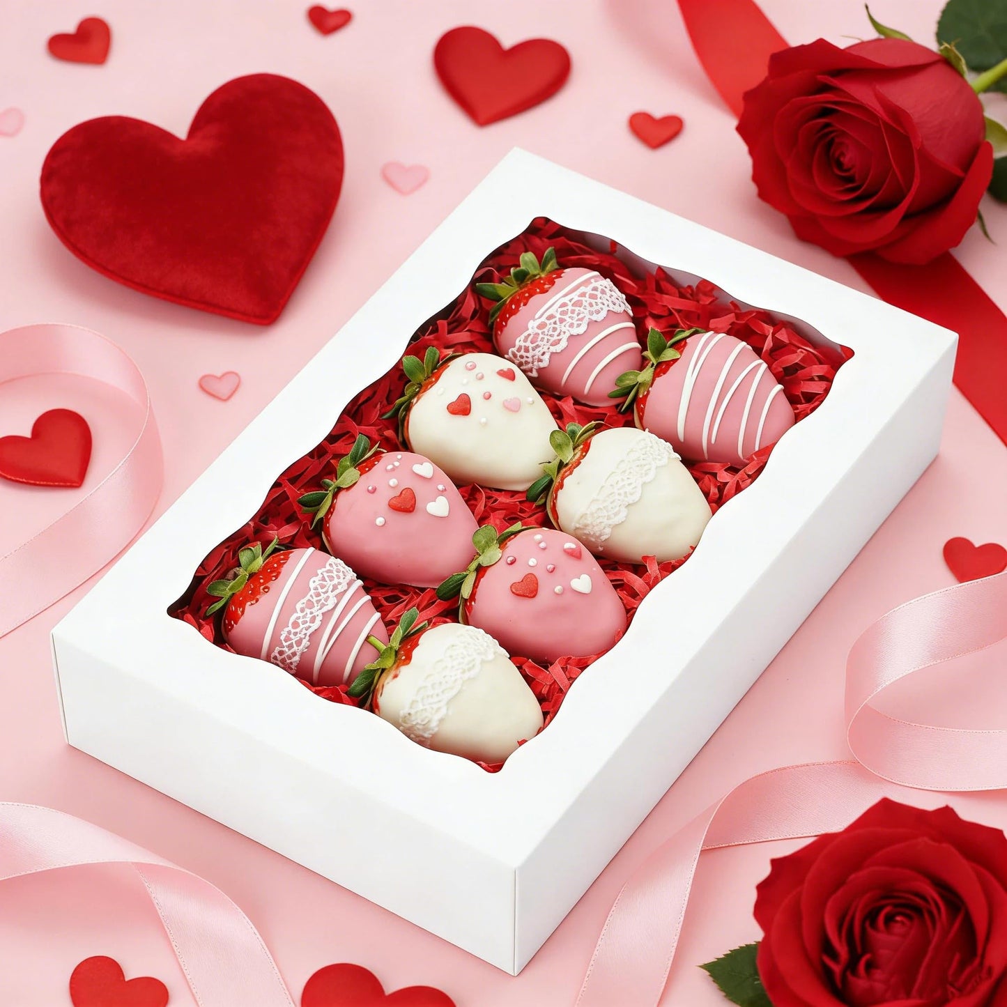 XINHPKGG 50pcs Cookie Boxes with window 8x5x2 Inch Bakery Boxes Treat Box Dessert Box for Chocolate Covered Strawberries Macaron Pastry - White