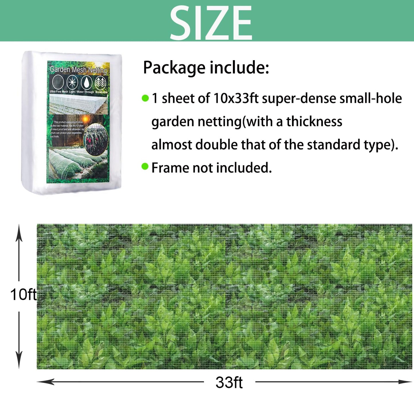 Ultra Fine Garden Mesh Netting,10x33FT Plant Cover,Barrier Protection Net for Anti Mosquito Insects Birds Animals,Plant Row Cover for Vegetable Plants, Fruits, Crops & Greenhouses