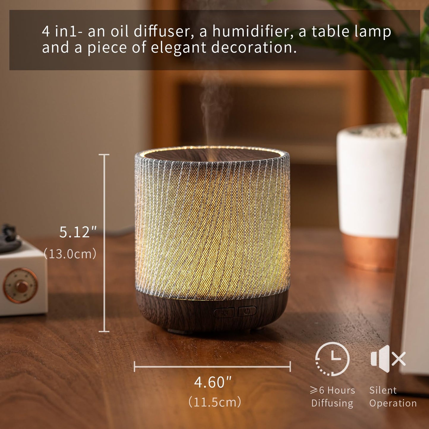 ZmarKraft Essential Oil Diffuser 200ml with Fabric Cover and Night Lamp | Ultrasonic Aroma Diffuser | Humidifier with Lights | Room Decor | Small Humidifier for Bedroom | Housewaming Gift