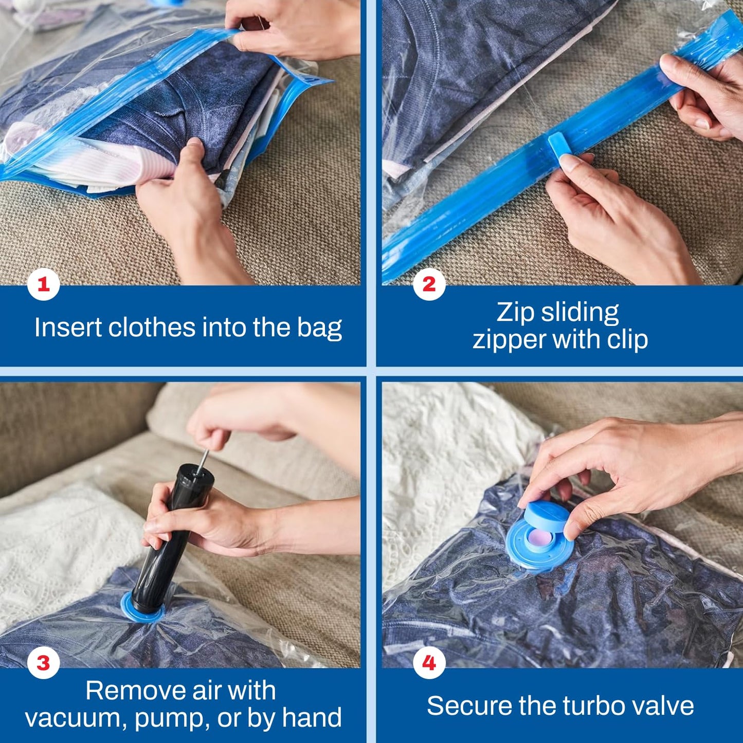 Spacesaver Vacuum Storage Bags Medium 6 Pack - Vacuum Seal Bags for Clothing, Comforters, Blankets and Bedding - 28 x 20 Inch Space Saver Bag for Travel and Home Organization with Hand Pump Included