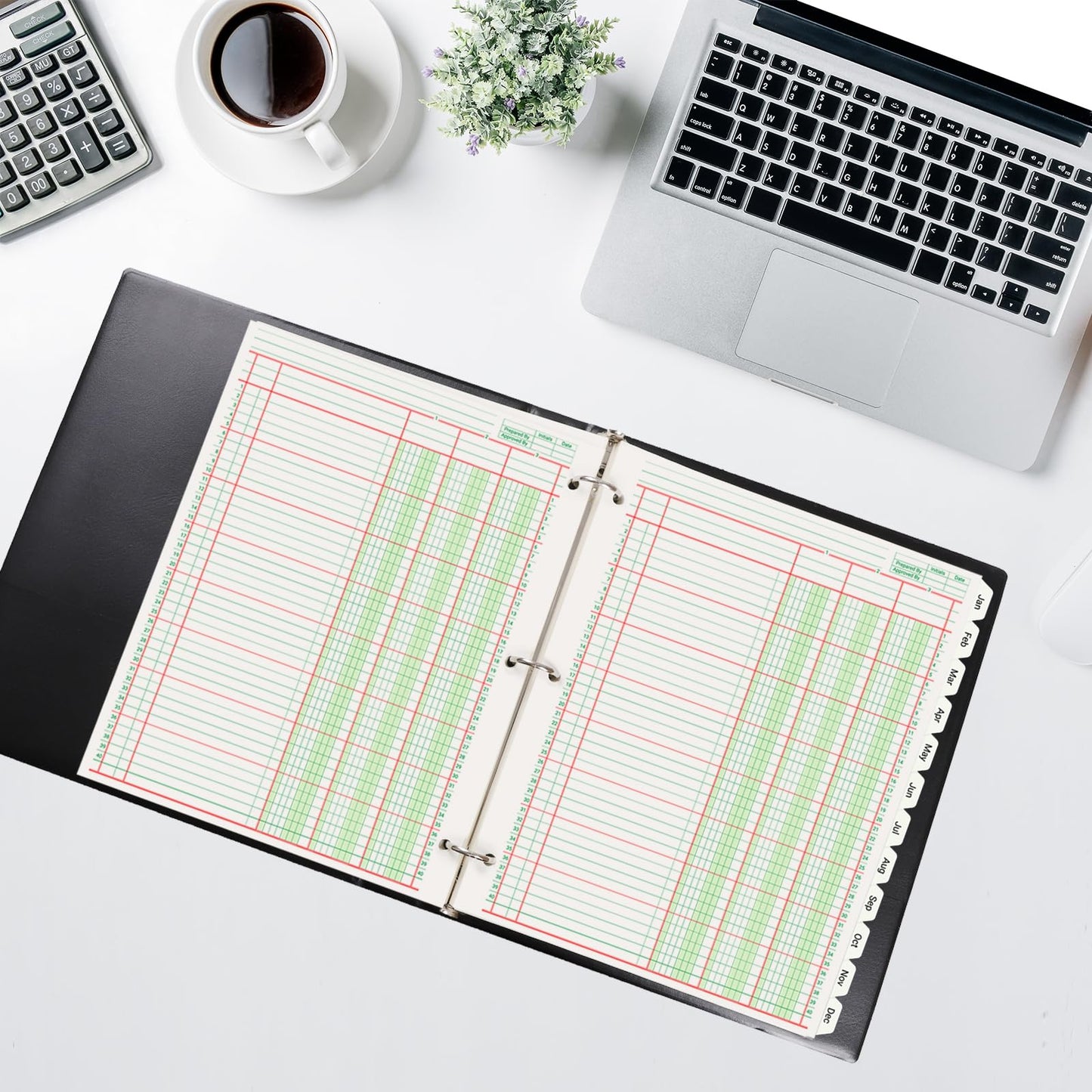 suituts 100 sheets Ledger Paper with 3 Ring Binder and Monthly Tabs, 3 Column Columnar Pads, Refillable Accounting Ledger Notebook (8.5X11 Inch)