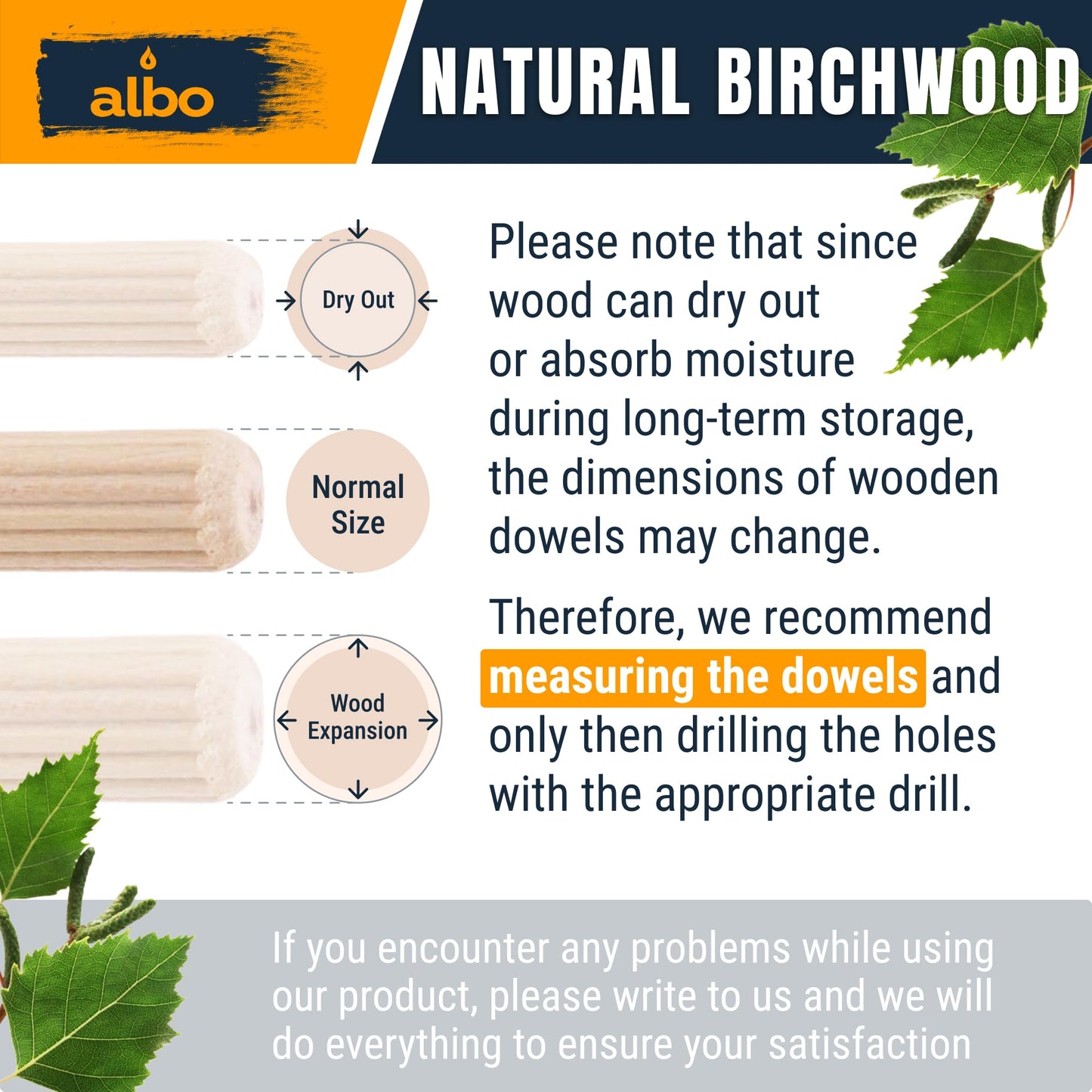 ALBO Wooden Dowel Pins 1/4 + 5/16 + 3/8 inch Fluted Wood Dowels Rods 500 Pack Hardwood Crafts Dowel Pegs