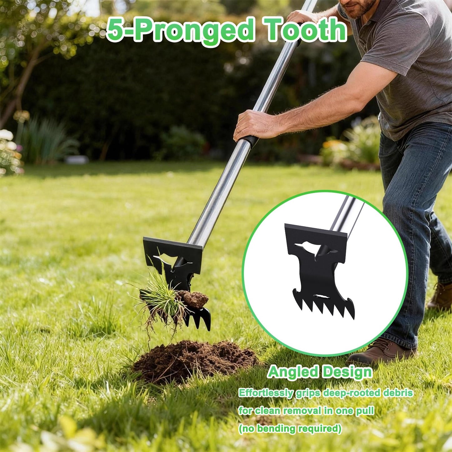 Weed Puller Tool with Long Handle,Adjustable Long Manual Weeder Remover Tool,2 in 1 Hand Weed Rake and Garden Hoe for Gardening, Uprooting Weeding Tool for Yard, Lawn, Patio, Garden