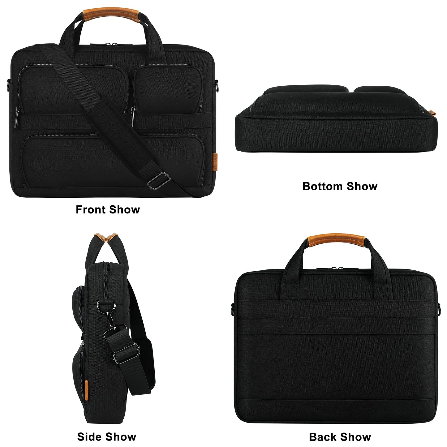 DOMISO 17-17.3 Inch Laptop Bag Business Briefcase Messenger Shoulder Bag Compatible with 17" Laptops/17.3" HP Pavilion/MSI GS73VR Stealth Pro/Dell/Acer/Asus,Black