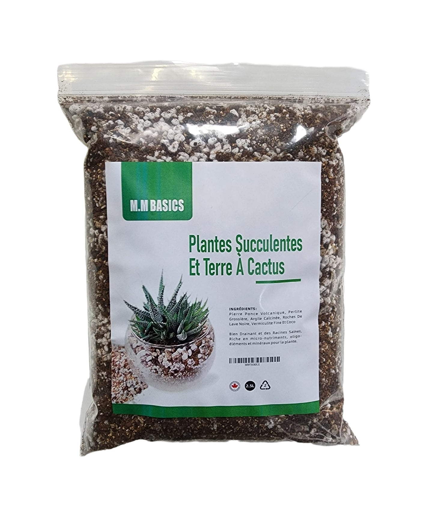 M.M BASICS Succulent Soil Mix/Cactus Soil, Mixed with Volcanic Pumice, Coarse Perlite, Calcined Clay, Black Lava Rocks, Fine Vermiculite and Coco Coir, Well-Draining and Healthy Roots, (2.5 litres)
