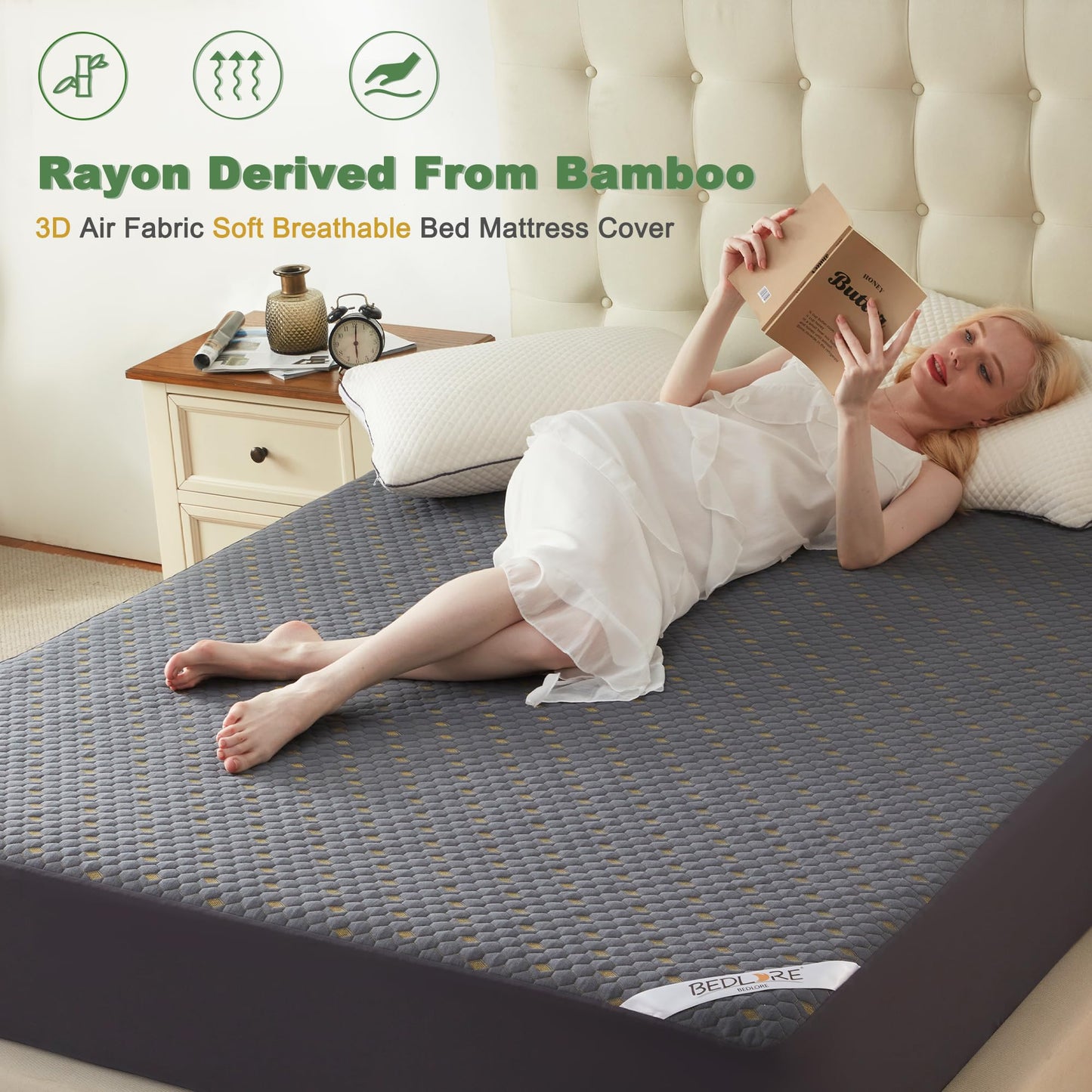 BEDLORE Full Mattress Protector, Waterproof Mattress Cover Fitted 6-15 Inch Deep Pocket, Breathable and Noiseless Mattress Pad Machine Washable for Home, Bedroom, Hotel