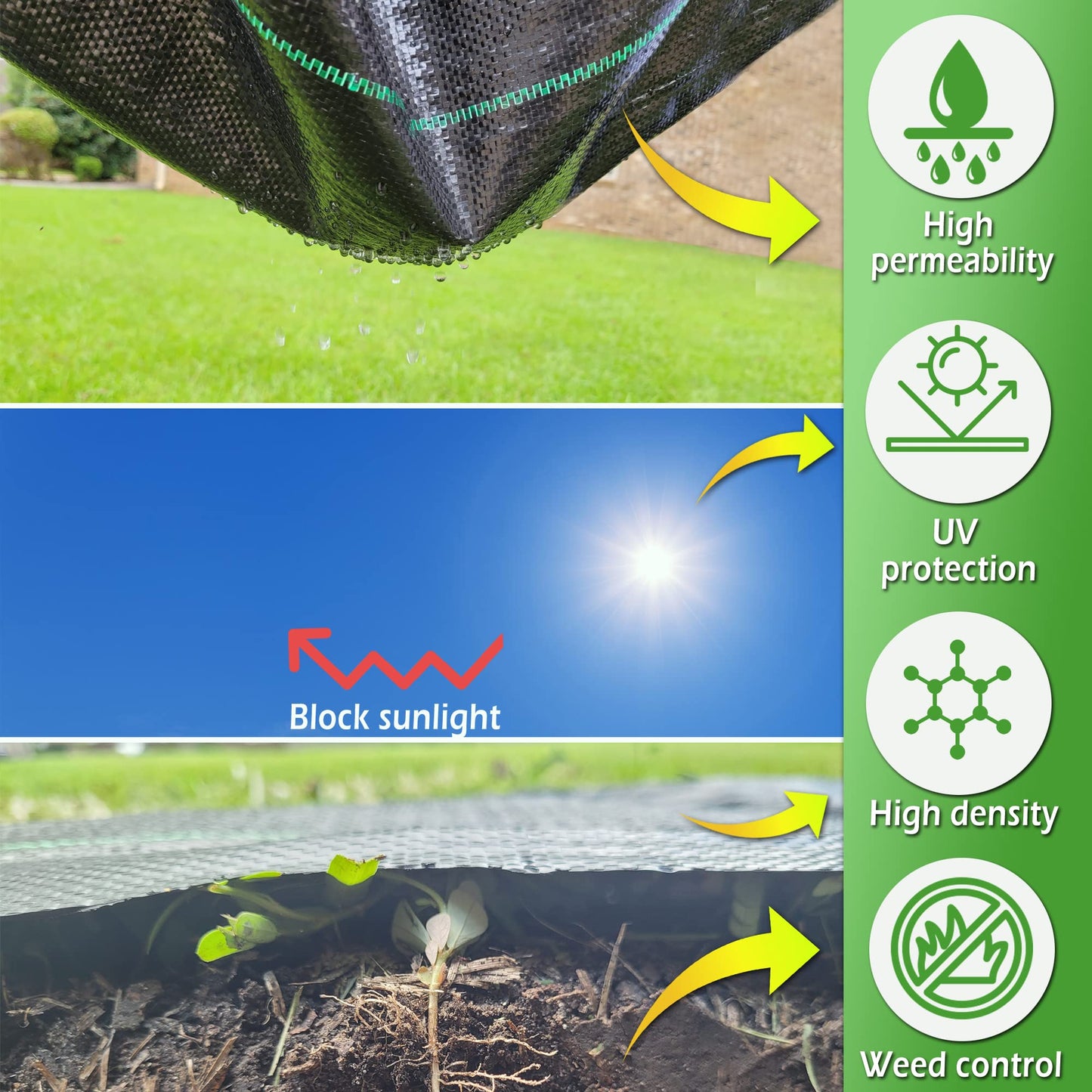 AGGAFA (2ft x 50ft) 100% Virgin Material Premium Heavy Duty Weed Barrier Fabric for Landscaping, Farming, Gardening and Agriculture. Durable Woven Landscape Fabric