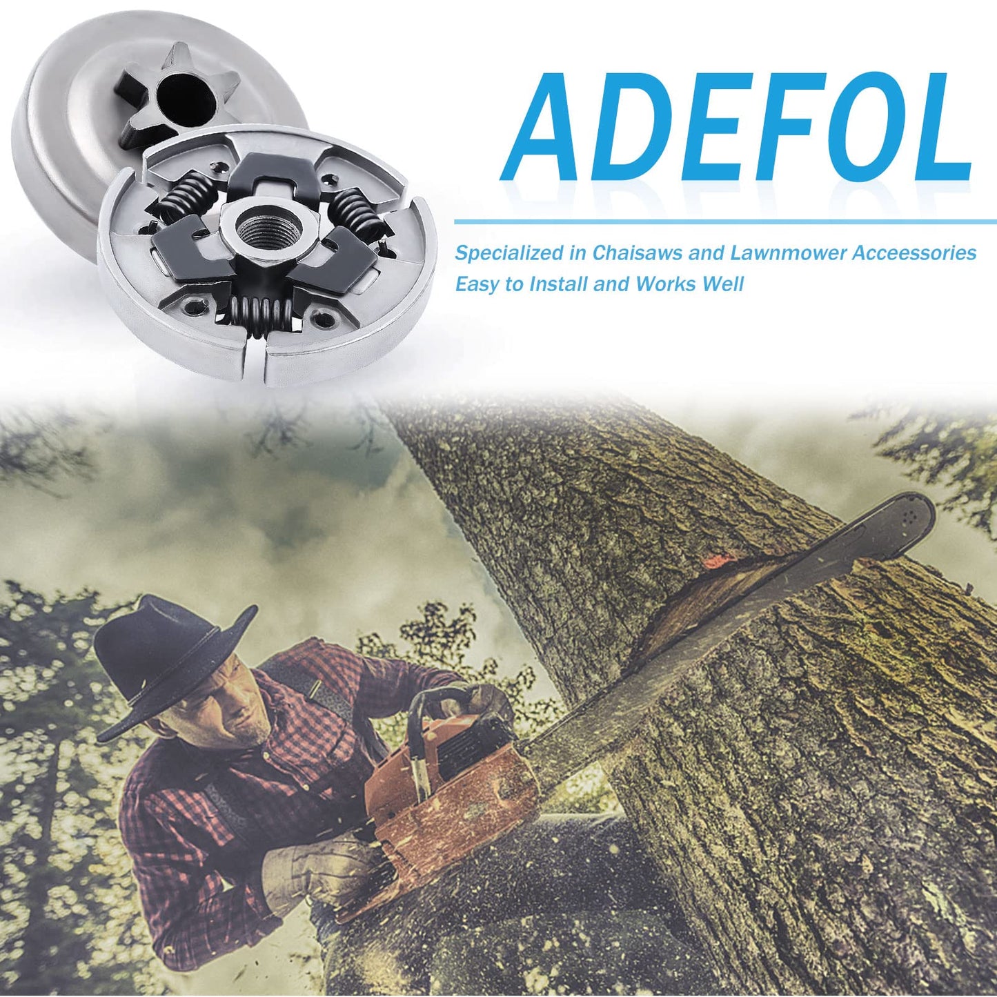 3/8" Sprocket Clutch Drum Kit for Stihl 017 018 MS170 MS180 021 023 025 MS210 MS230 MS250, ADEFOL Sprocket + Clutch Drum + Sprocket Bearing + Worm Gear + Washer + E-Clip + Spark Plug