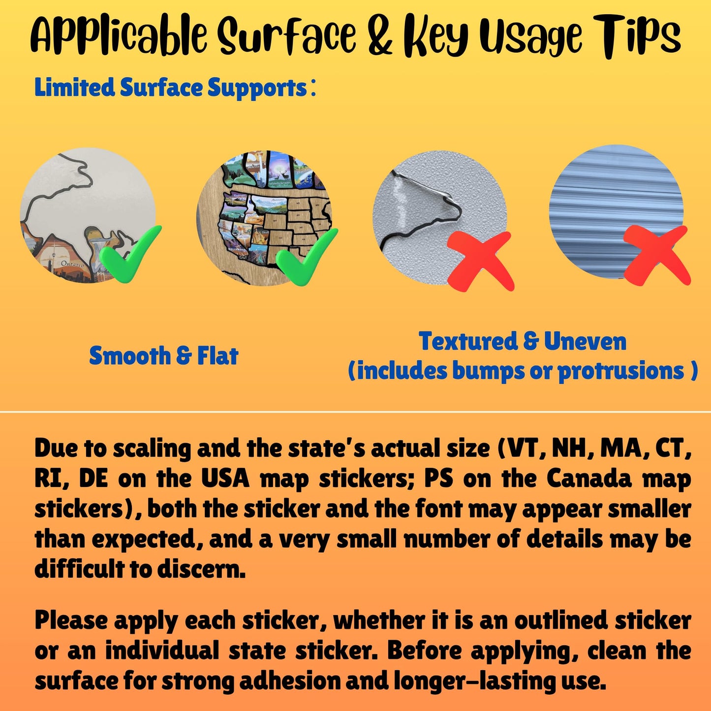 ACIMONE RV State Travel Map Sticker, 11 ⅘“ x 15 ¾” Visited States & Provinces Sticker Decals for Outdoors & Indoors- Road Trip Map of USA & Canada - Waterproof, Fade-Resistant, for Door or Wall