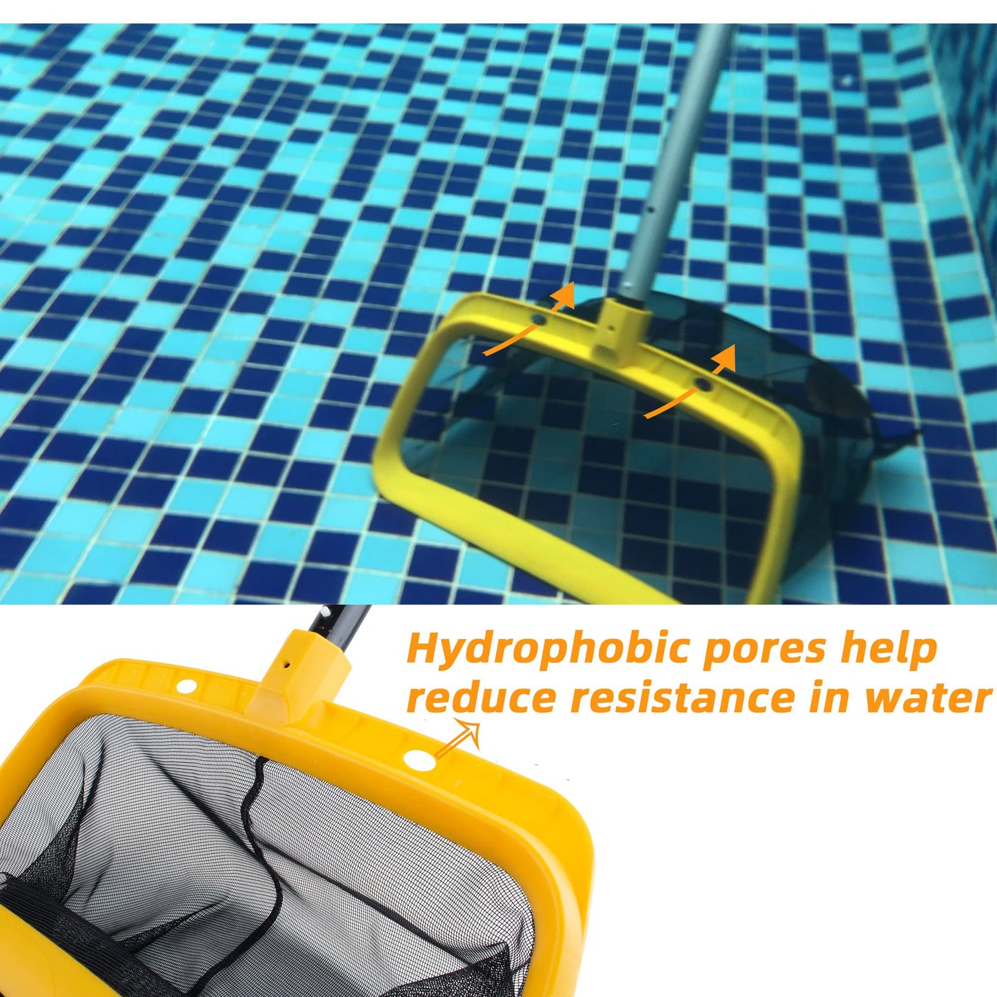 Pool Skimmer-Reinforced Frame Deep Rake Net for Cleaning Leaf in Swimming Pool,Hot Tubs & Pond(no Pole)