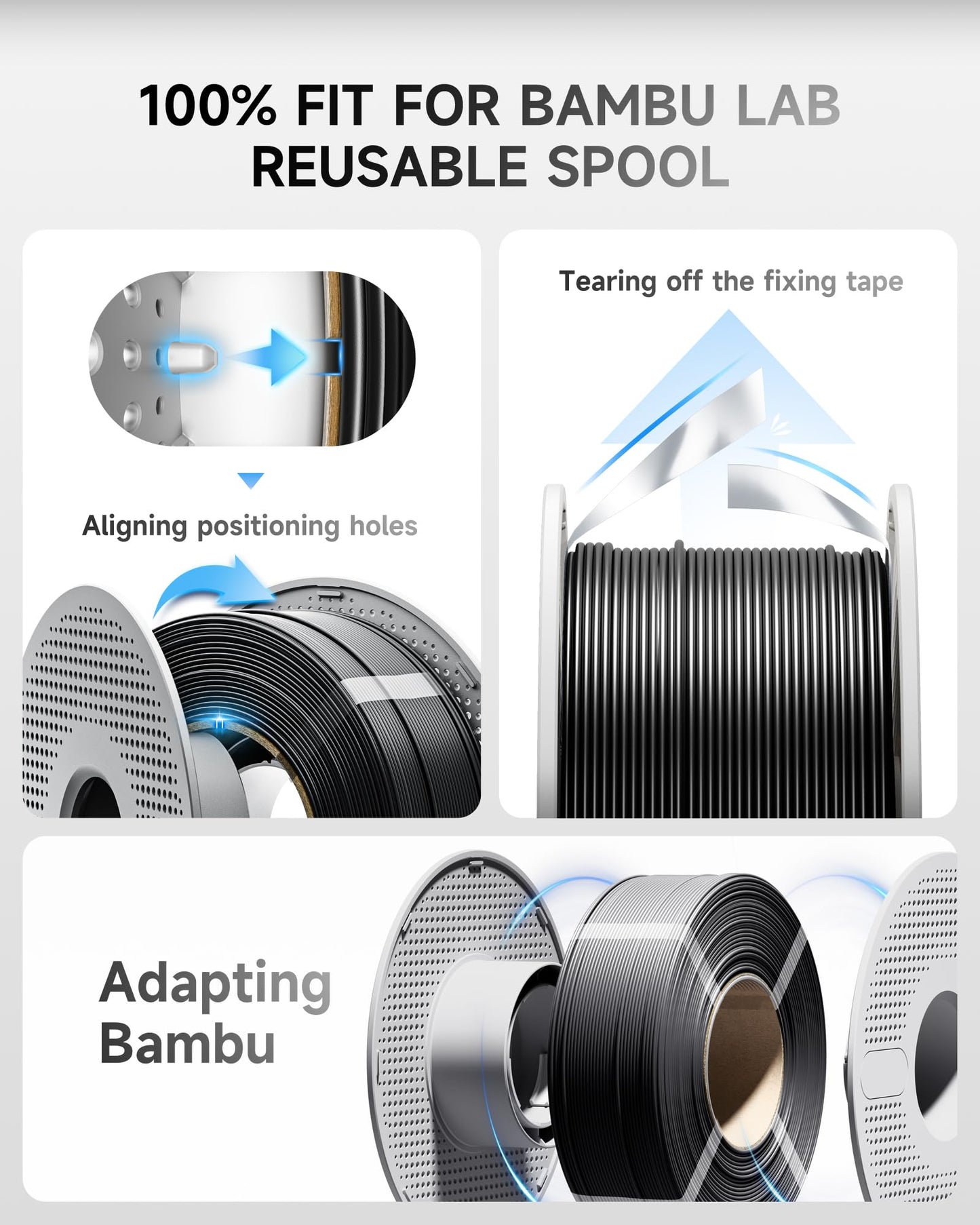 Creality PETG Filament Refill 1.75mm 3D Printer Filament, 1kg (2.2lb) Refilament for Bambu Lab Reusable Spool, Dimensional Accuracy ±0.03mm, Black