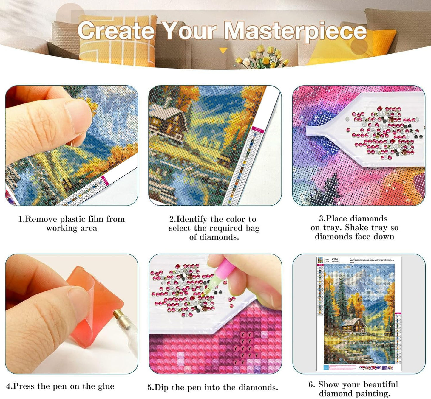 3 Pack Diamond Painting Kits for Adults, 5D Landscape Diamond Art Kits for Beginner, DIY Full Drill Gem Art Kits for Home Decor Wall Art and Crafts 12x16 Inch
