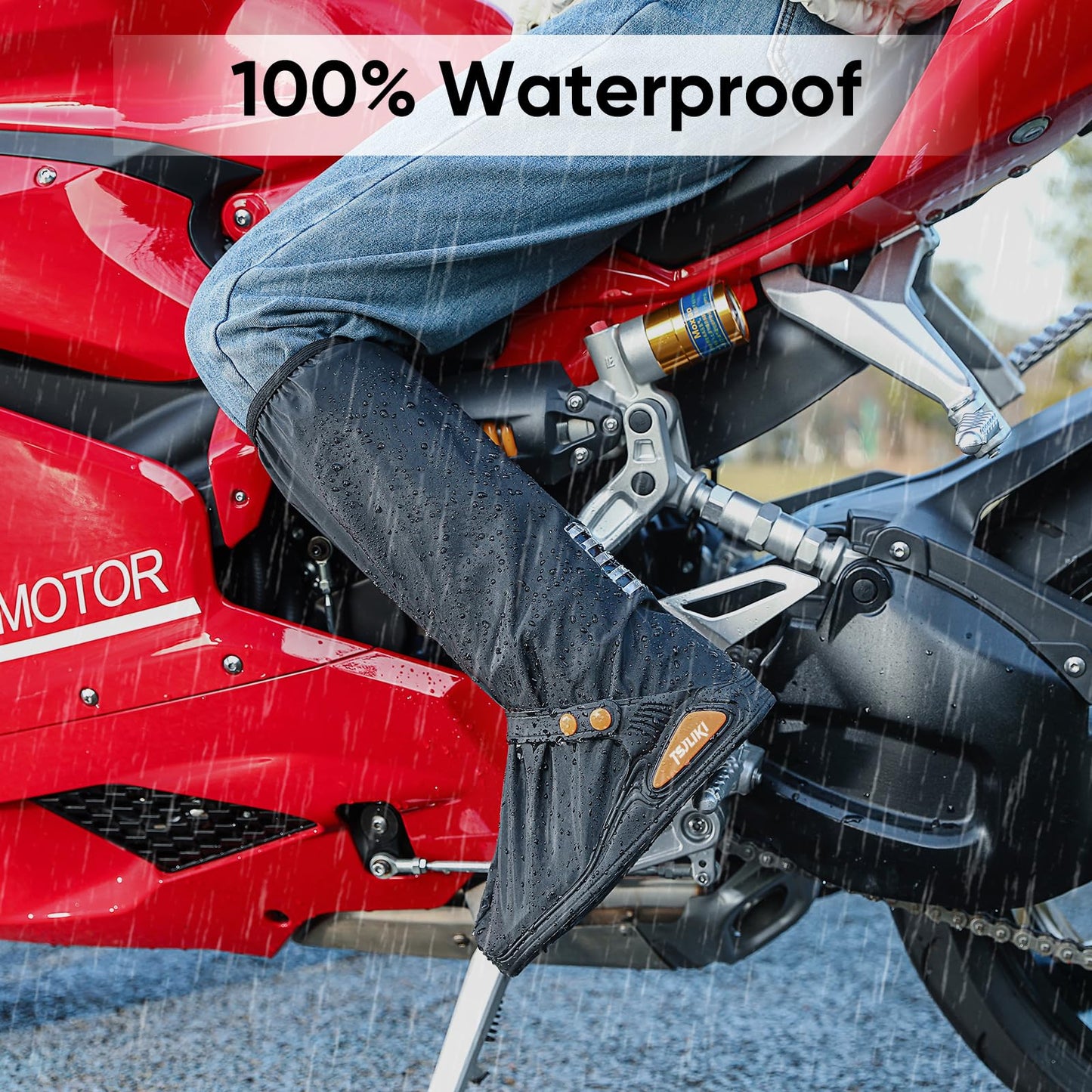 Waterproof Shoe Covers, Thickened Rain Boot Shoe Cover Reusable & Foldable Non-Slip with Reflector for Men Women