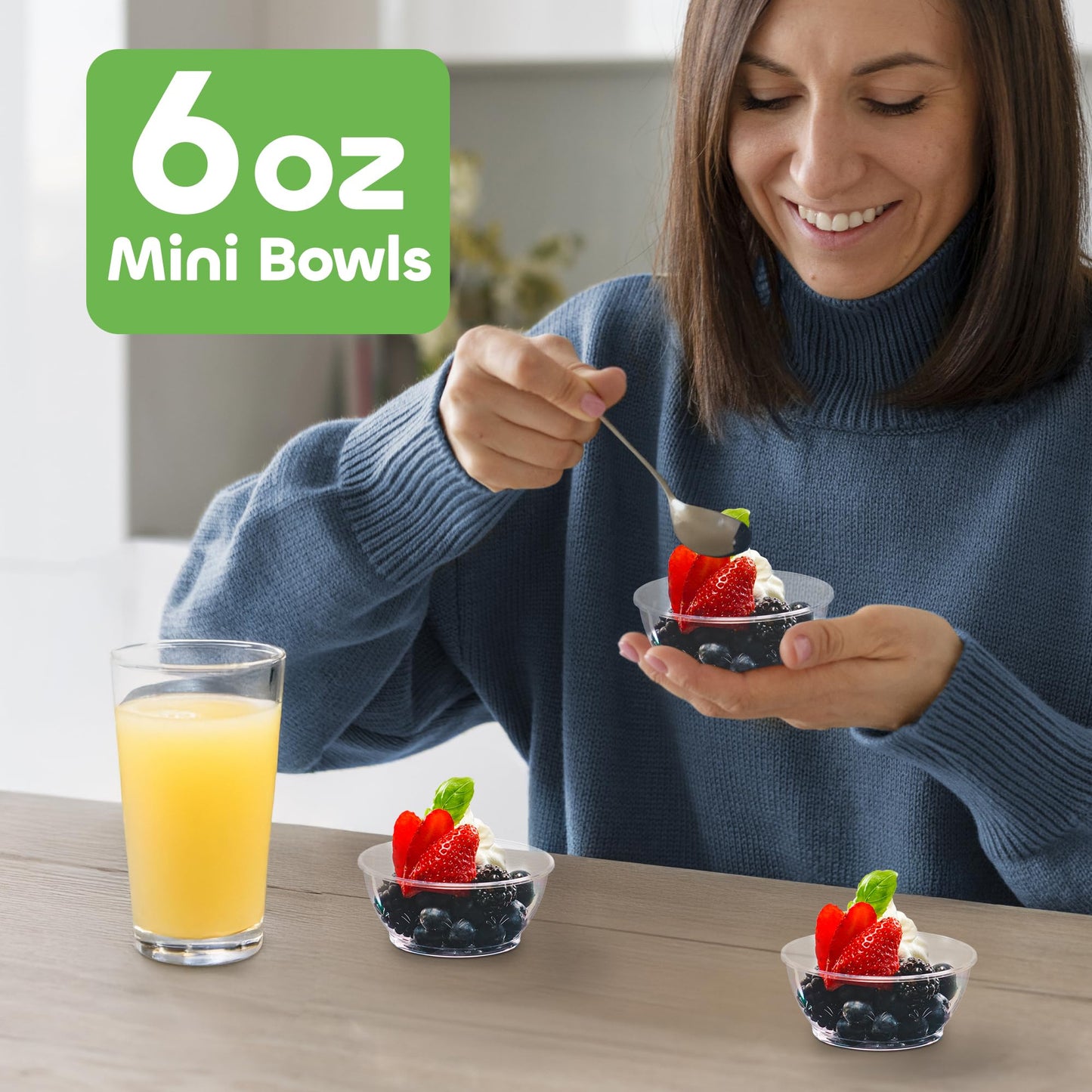 Clear Mini Plastic Bowls - (Bulk 100 Pack) 6 Oz Premium Hard Plastic Dessert Bowls for Serving, Weddings, Catering, Parties, Ice Cream, Home or Event Party Supplies