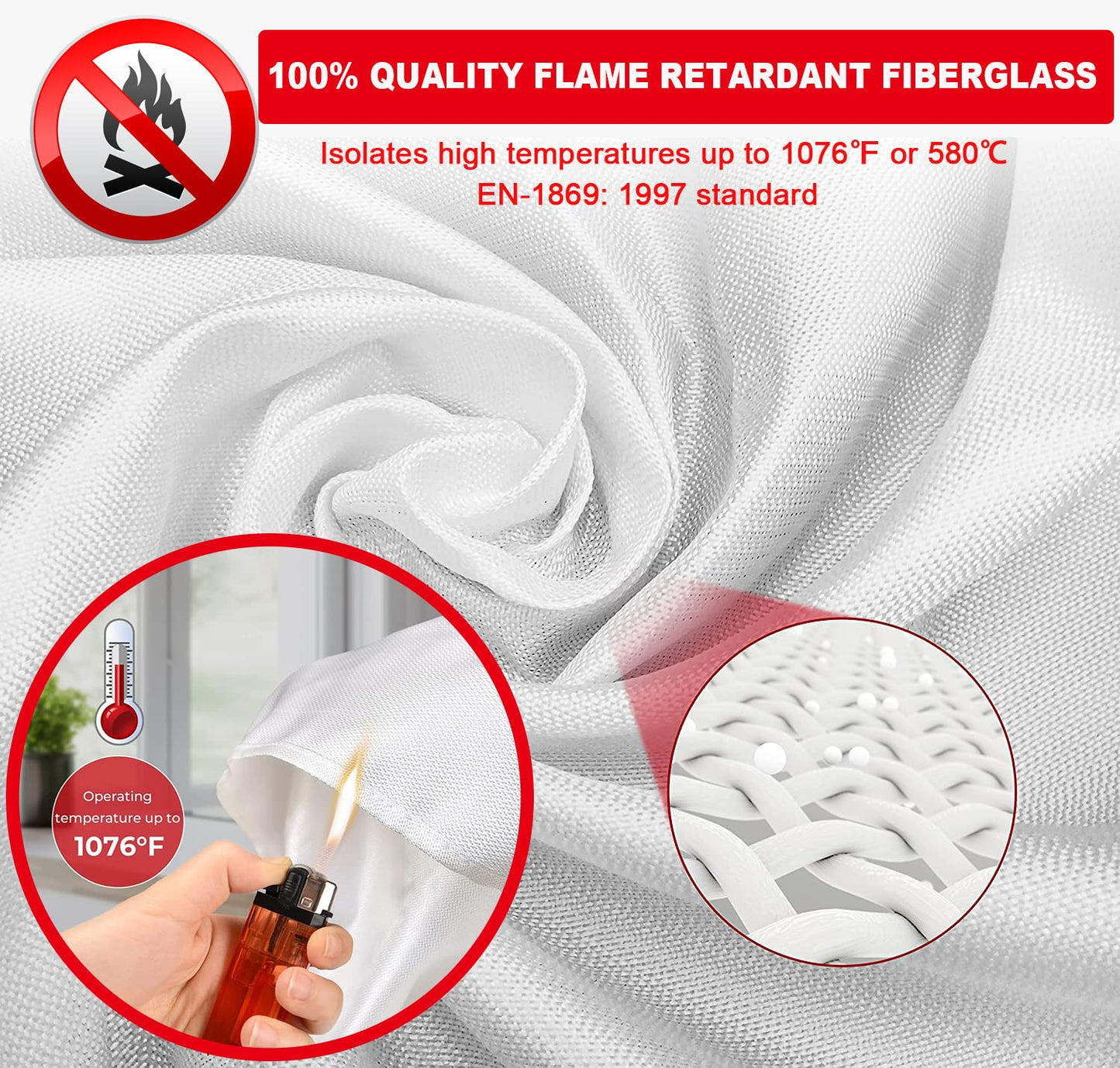 Wucgea Fire Blanket for Home and Kitchen - 5 Pack Fiberglass Reusable Fire Blankets Suppression Emergency for School Fireplace Grill Car Office Garage Welding Warehouse Safety 3.3ft x 3.3ft