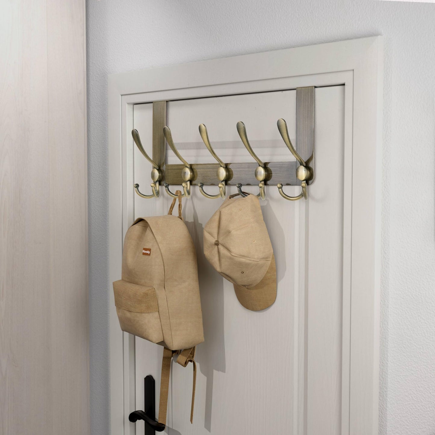 Honsky Over The Door Hooks,Over Door Hook for Hanging Clothes,Over The Door Hanger,Over The Door Towel Rack,Towel Hanger for Bathroom,Back of Door Hanger, Bronze