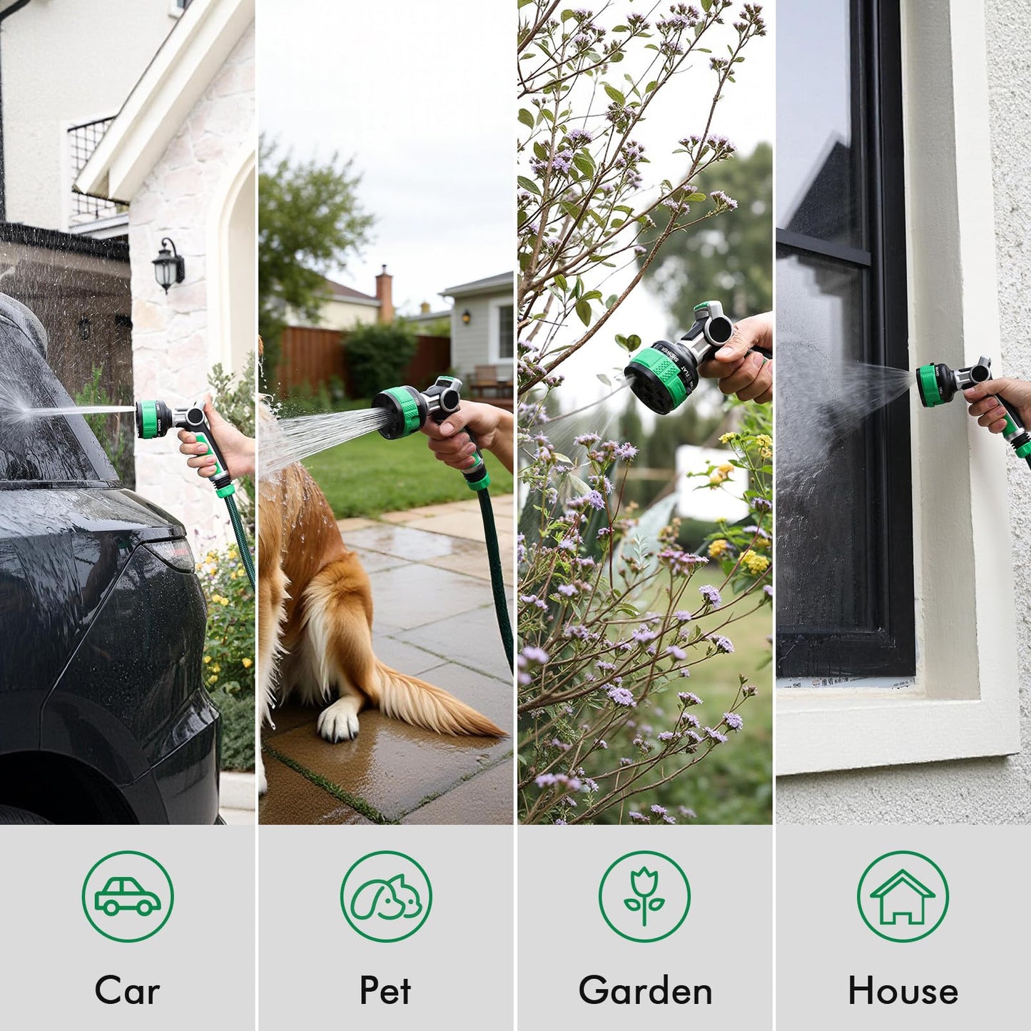 RESTMO Water Hose Nozzle Heavy Duty, Garden Hose Nozzle with 9 Adjustable Spray Patterns, High Pressure Hose Sprayer Nozzle with Flow Control for Watering Plants & Lawns, Washing Cars & Pets