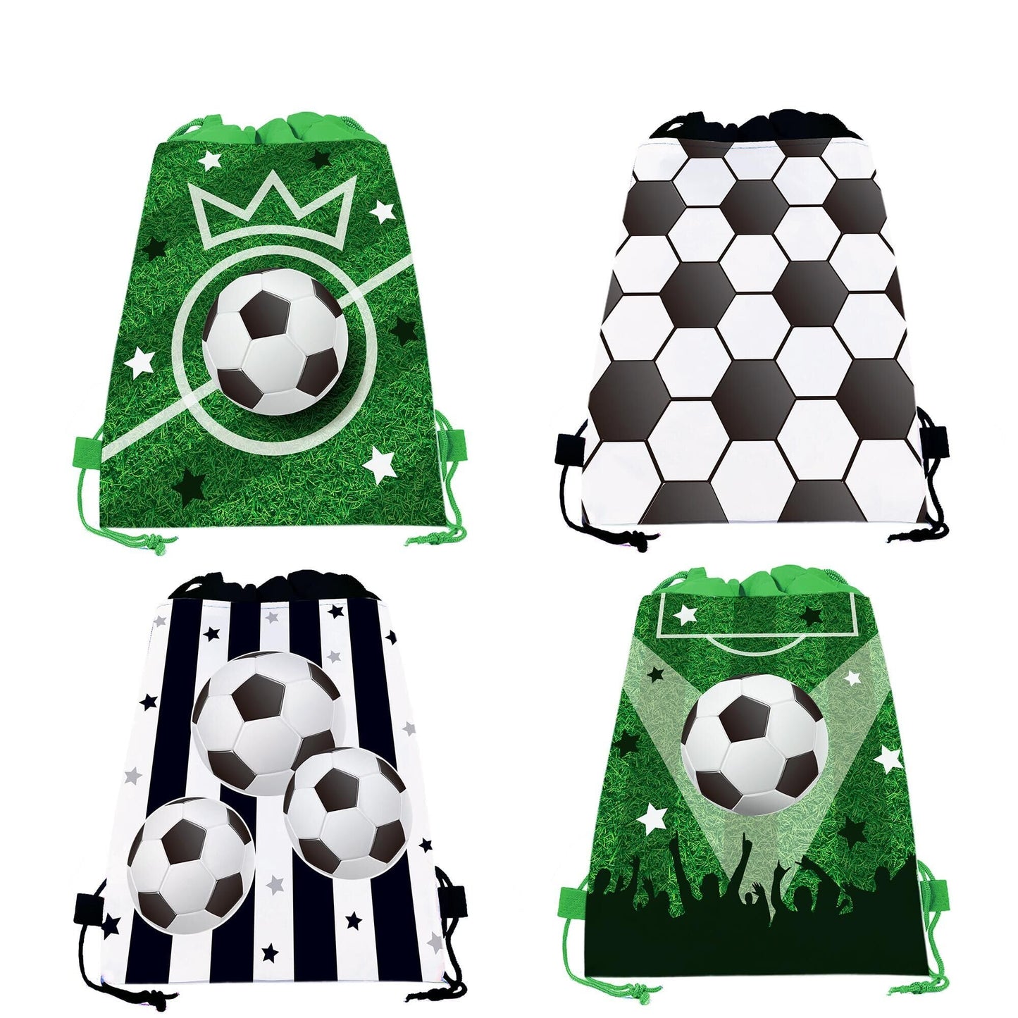 Flunyina Soccer Drawstring Bags, 12Pcs Non-Woven Fabric Soccer Bags Soccer Party Favor Backpack Bags Sports Soccer Printed Party Treat Bags Gift for Soccer Game Birthday Party Christmas
