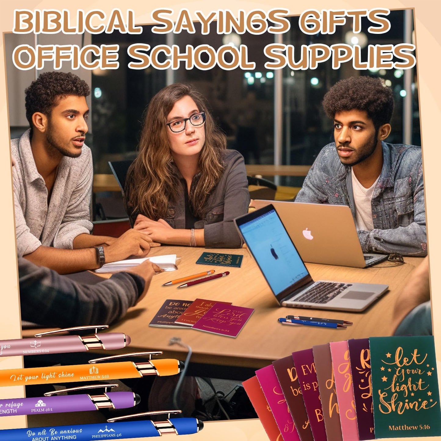 32 Pcs Bible Pens Notepads Gift Set Includes 16 Bible Verse Notebooks 16 Christian Pens Inspirational Notebooks Religious Journals for Church School Supplies
