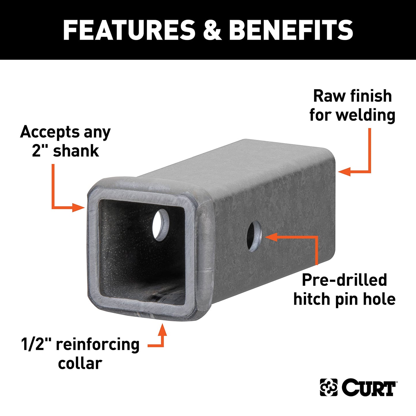 Curt Manufacturing 49060 6 In Receiver Tube 2 In X 2 In Raw Finish